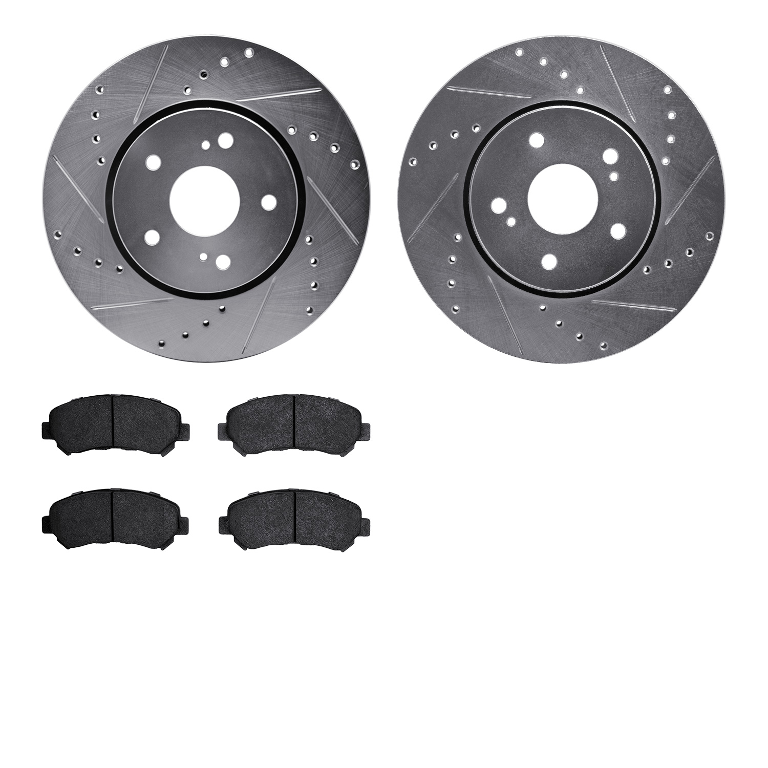 7302-01020 Drilled/Slotted Brake Rotor with 3000-Series Ceramic Brake Pads Kit [Silver], 2010-2013 Suzuki, Position: Front