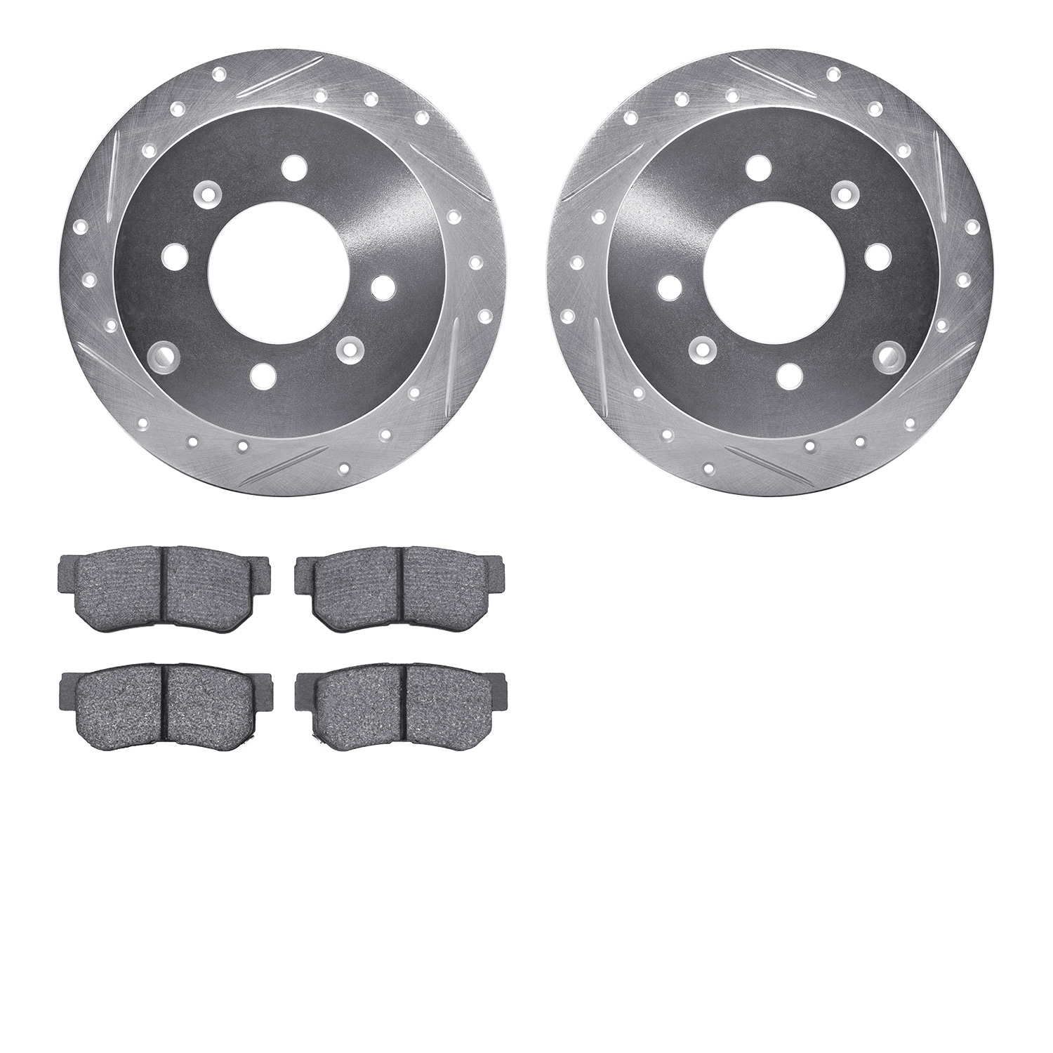 7302-03016 Drilled/Slotted Brake Rotor with 3000-Series Ceramic Brake Pads Kit [Silver], 1999-2006 Kia/Hyundai/Genesis, Position