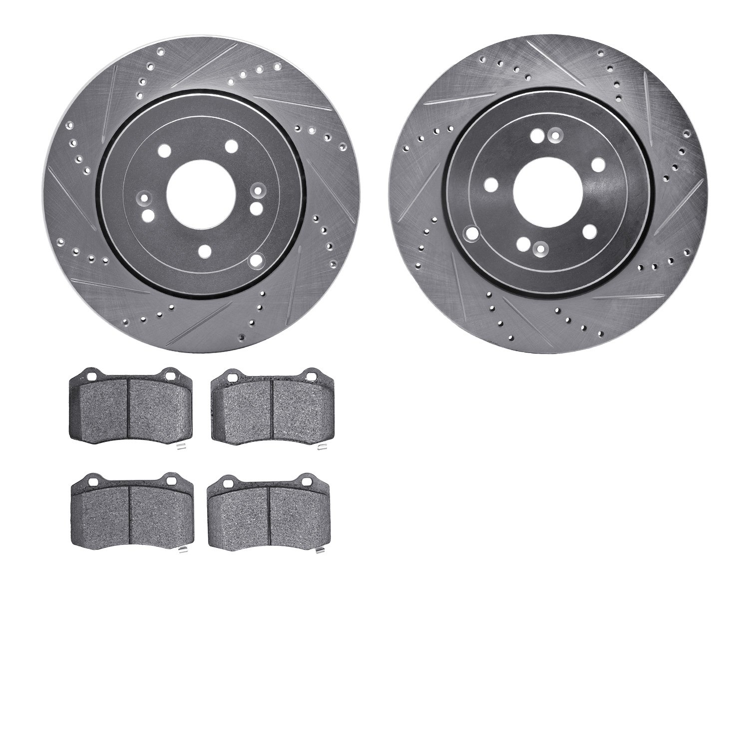 7302-03029 Drilled/Slotted Brake Rotor with 3000-Series Ceramic Brake Pads Kit [Silver], 2010-2016 Kia/Hyundai/Genesis, Position