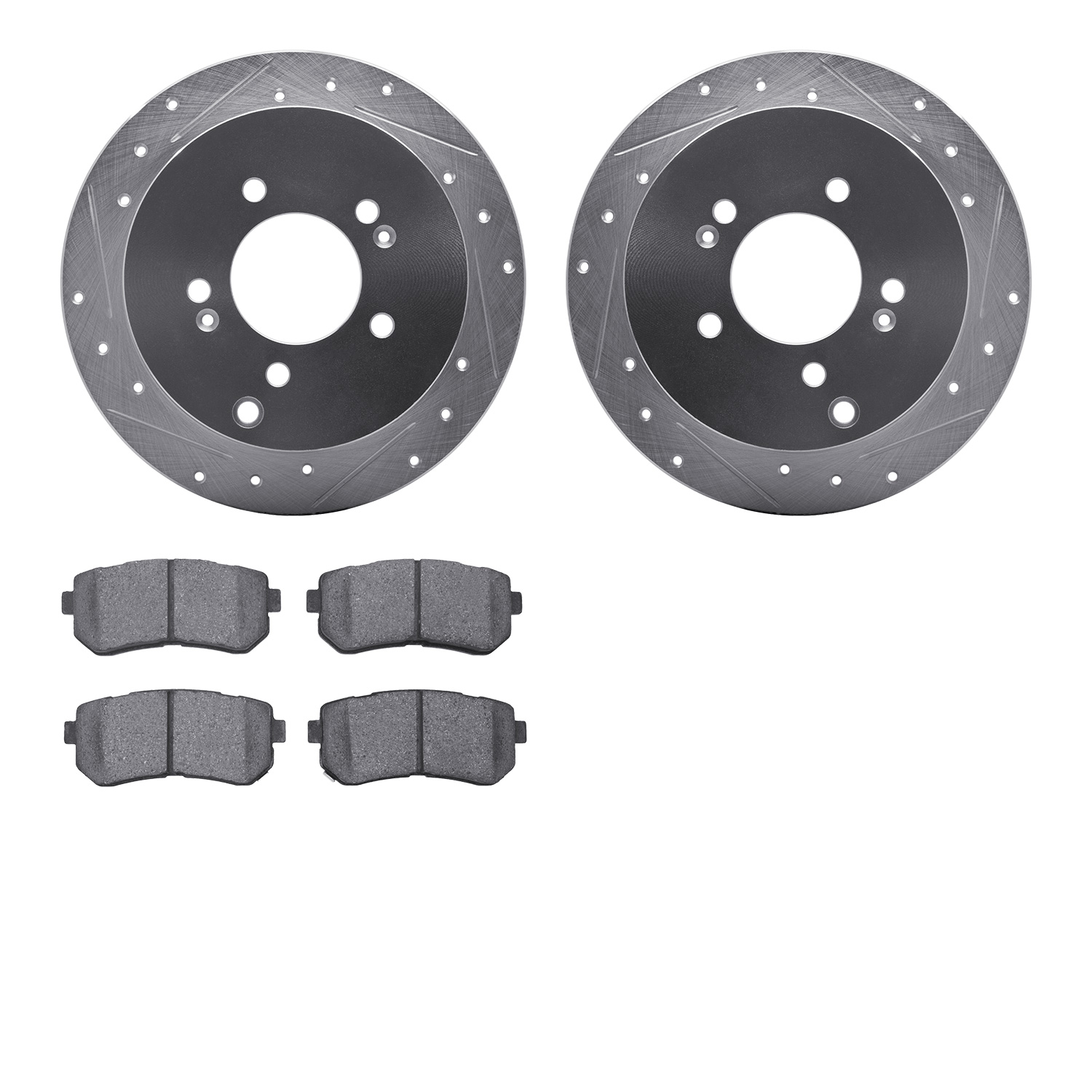 7302-03039 Drilled/Slotted Brake Rotor with 3000-Series Ceramic Brake Pads Kit [Silver], 2010-2016 Kia/Hyundai/Genesis, Position