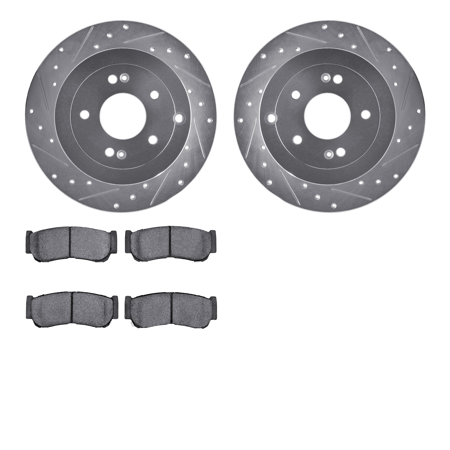 7302-03048 Drilled/Slotted Brake Rotor with 3000-Series Ceramic Brake Pads Kit [Silver], 2007-2009 Kia/Hyundai/Genesis, Position