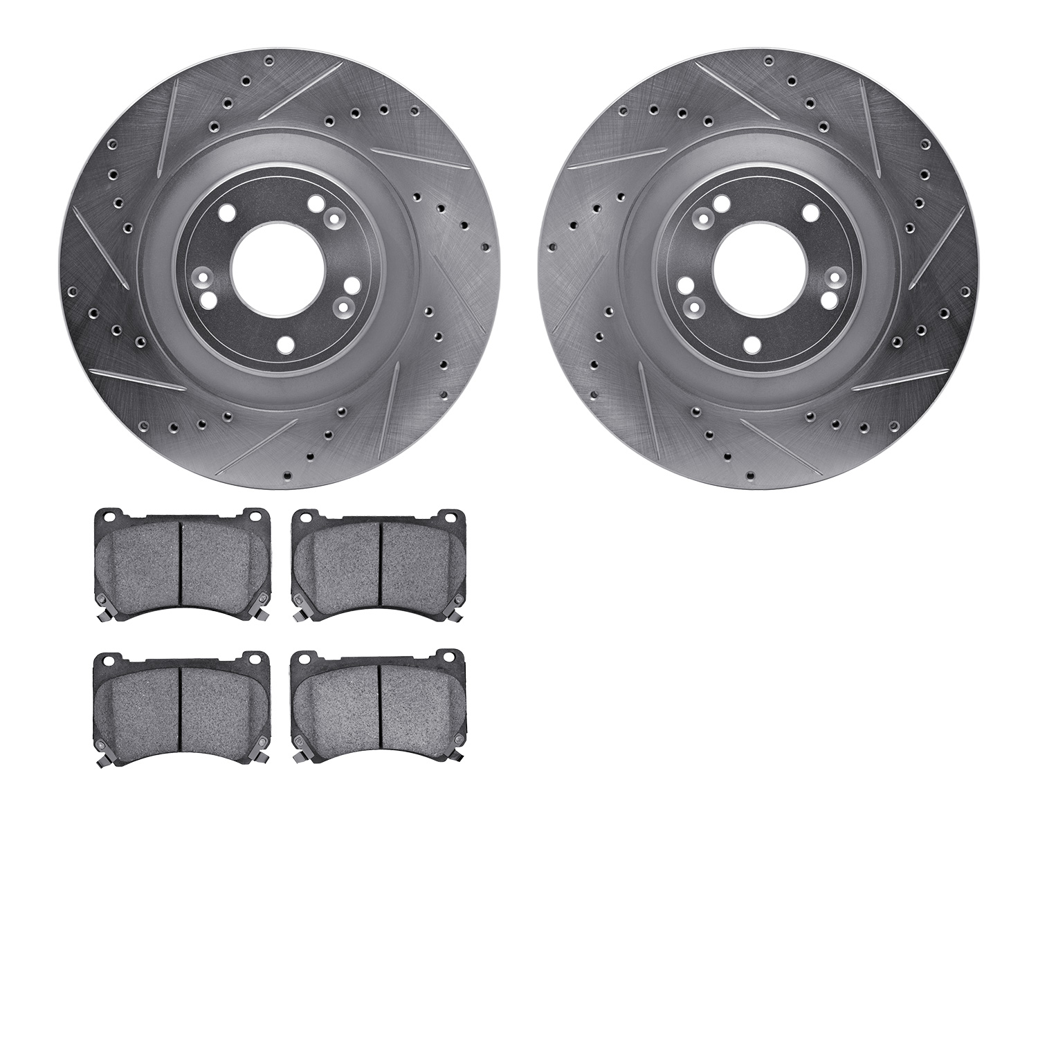 7302-03058 Drilled/Slotted Brake Rotor with 3000-Series Ceramic Brake Pads Kit [Silver], 2011-2014 Kia/Hyundai/Genesis, Position