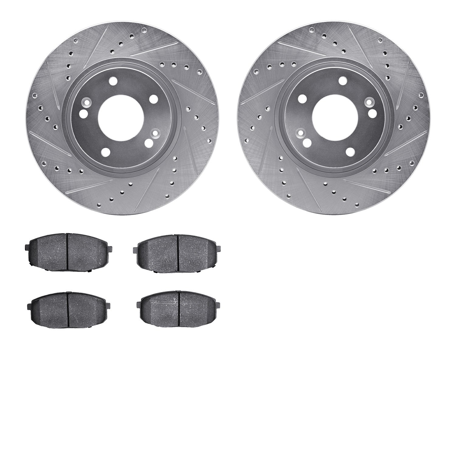 7302-03059 Drilled/Slotted Brake Rotor with 3000-Series Ceramic Brake Pads Kit [Silver], 2010-2013 Kia/Hyundai/Genesis, Position