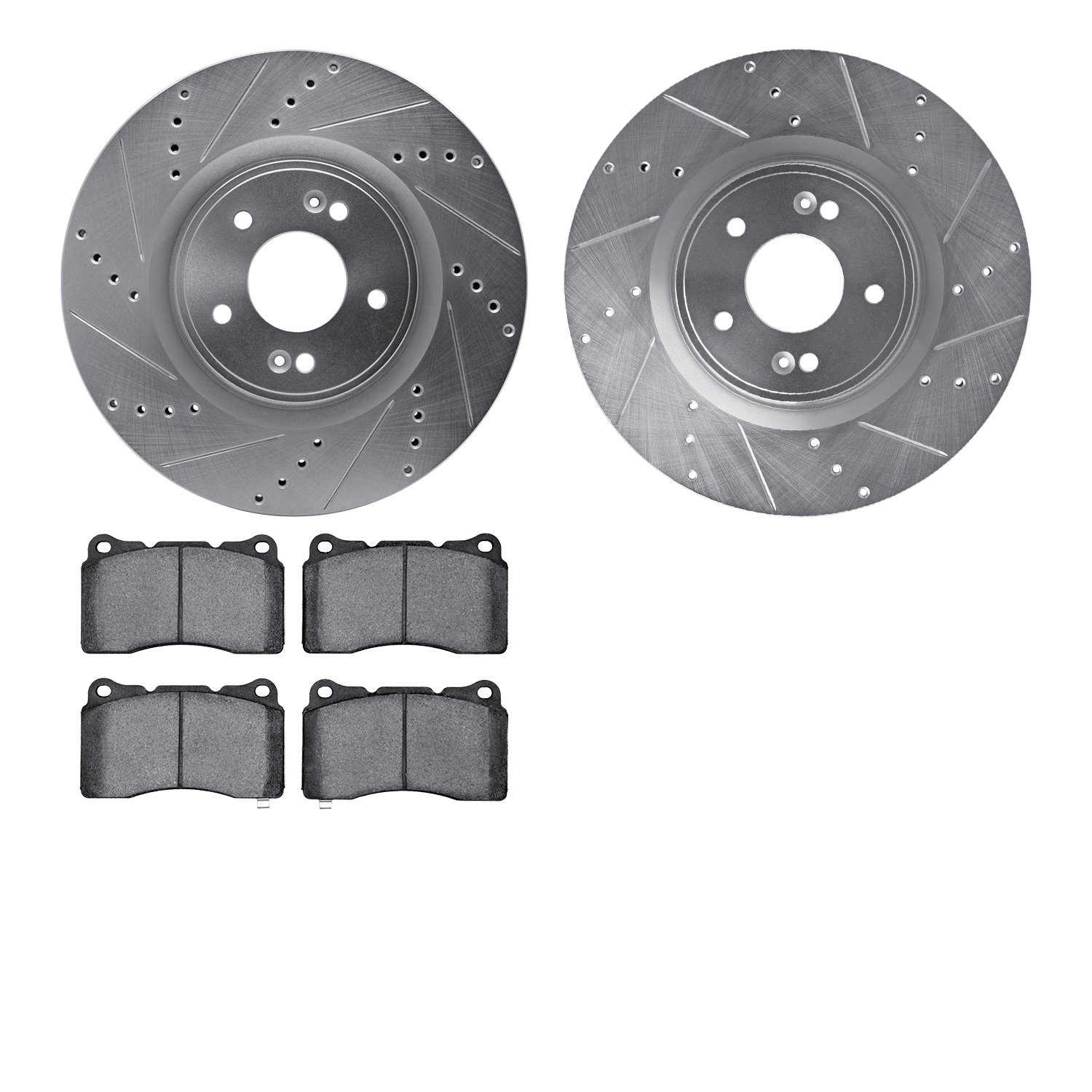 7302-03075 Drilled/Slotted Brake Rotor with 3000-Series Ceramic Brake Pads Kit [Silver], 2010-2016 Kia/Hyundai/Genesis, Position