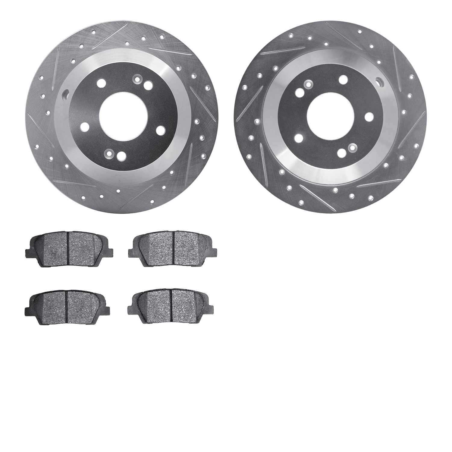 7302-03090 Drilled/Slotted Brake Rotor with 3000-Series Ceramic Brake Pads Kit [Silver], 2010-2019 Kia/Hyundai/Genesis, Position