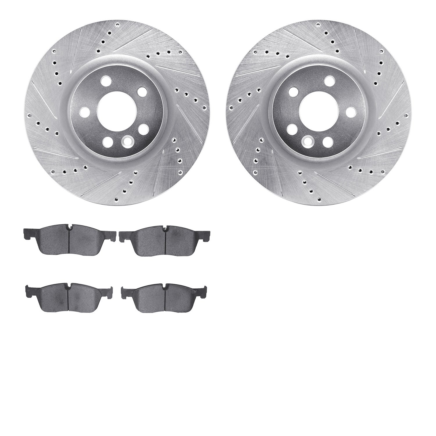 7302-11029 Drilled/Slotted Brake Rotor with 3000-Series Ceramic Brake Pads Kit [Silver], 2015-2019 Multiple Makes/Models, Positi