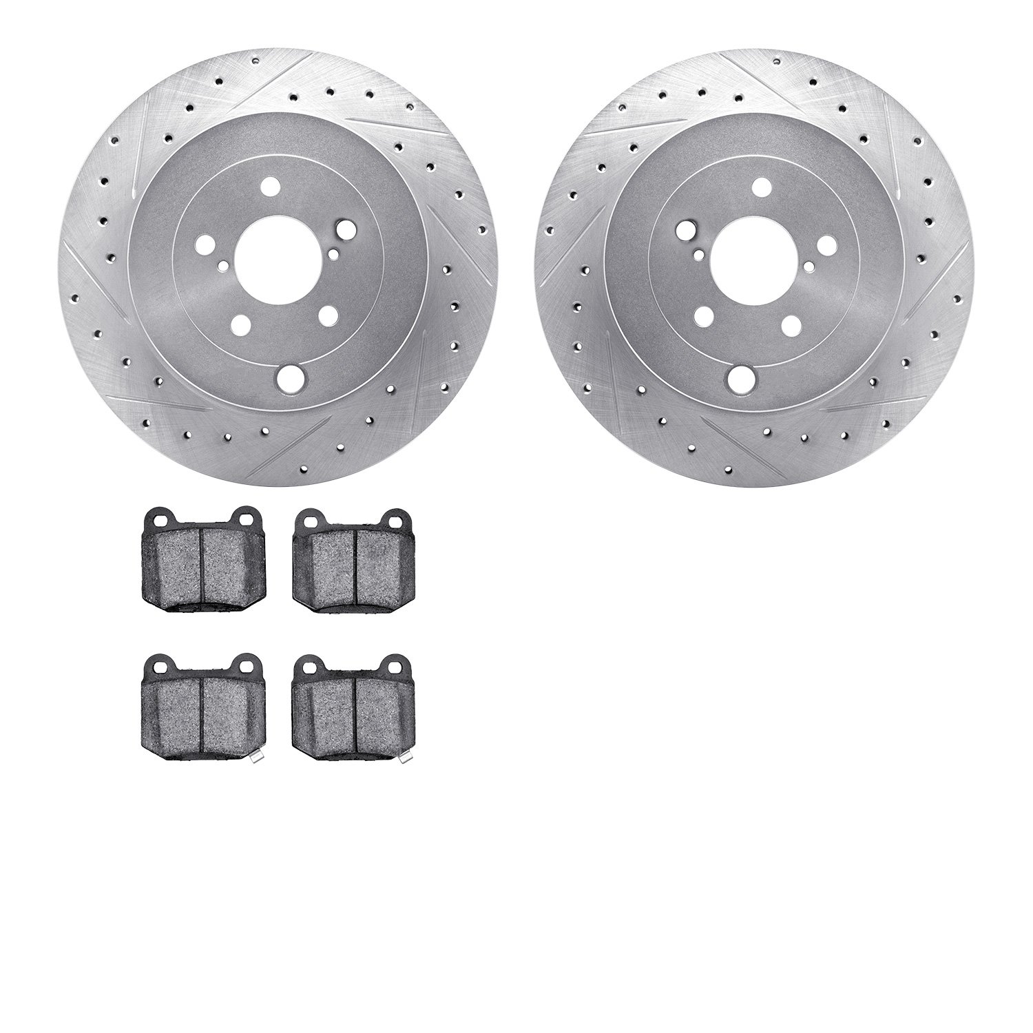 7302-13033 Drilled/Slotted Brake Rotor with 3000-Series Ceramic Brake Pads Kit [Silver], 2017-2020 Multiple Makes/Models, Positi