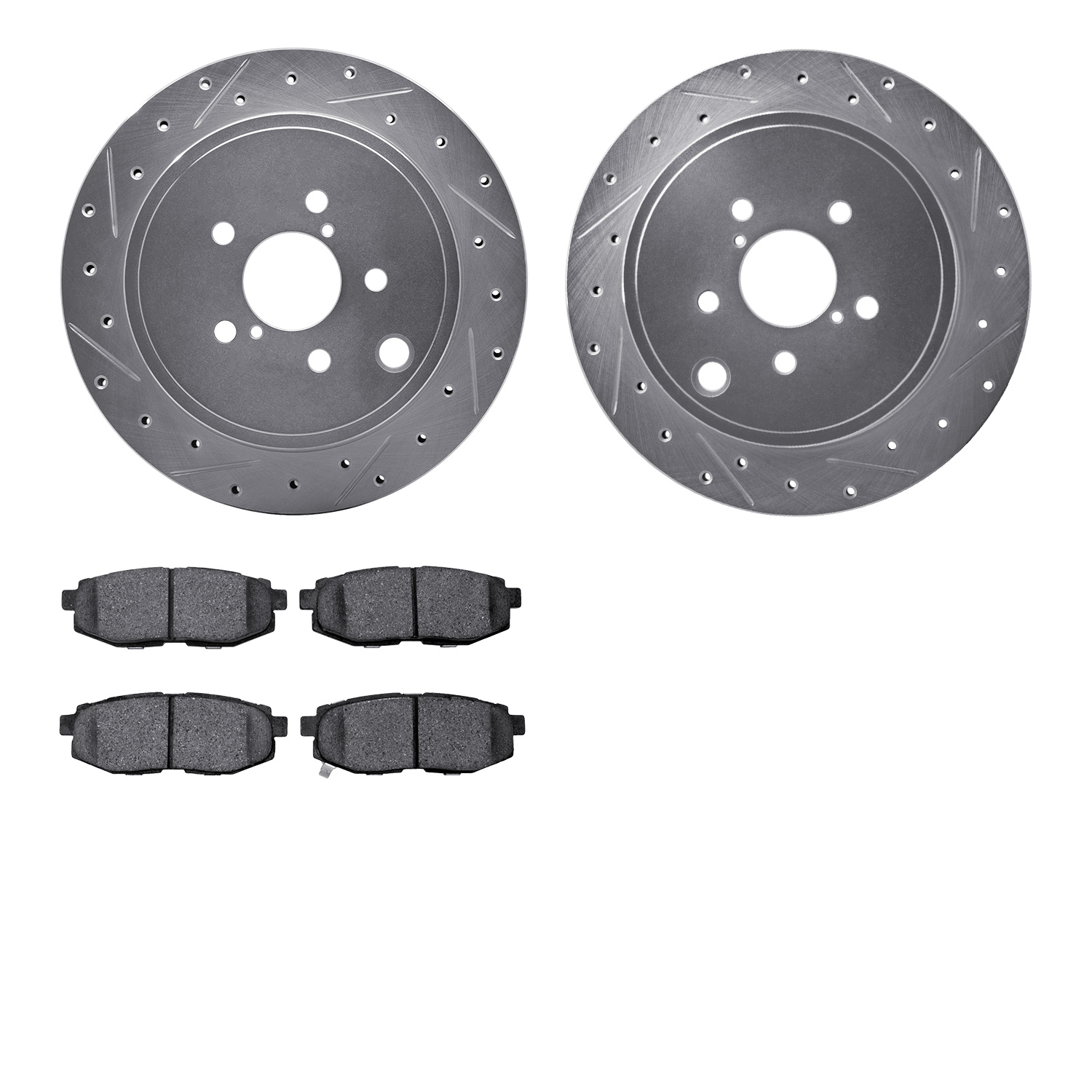 7302-13044 Drilled/Slotted Brake Rotor with 3000-Series Ceramic Brake Pads Kit [Silver], Fits Select Multiple Makes/Models, Posi