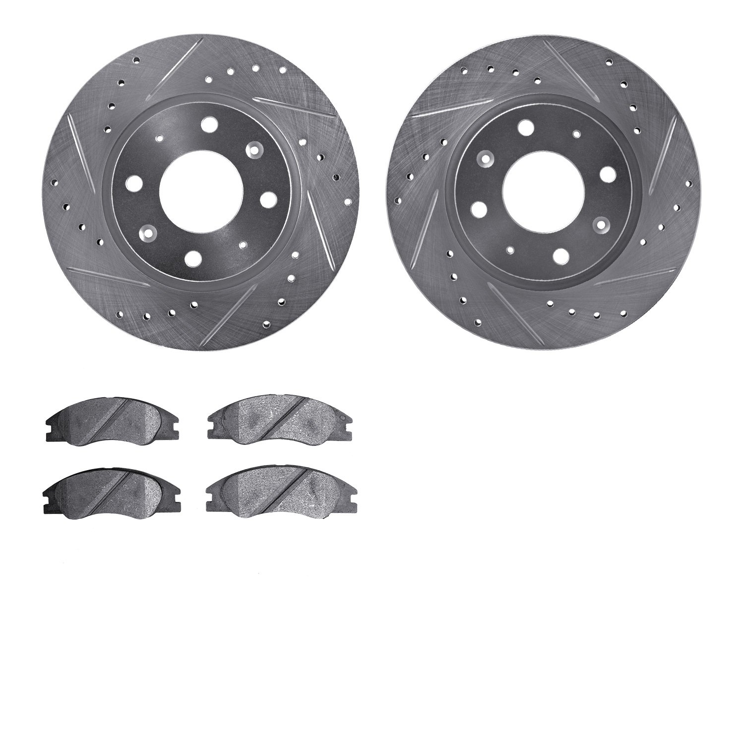 7302-21021 Drilled/Slotted Brake Rotor with 3000-Series Ceramic Brake Pads Kit [Silver], 2004-2009 Kia/Hyundai/Genesis, Position