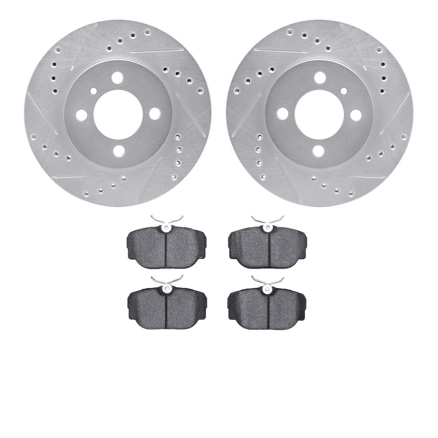 7302-31006 Drilled/Slotted Brake Rotor with 3000-Series Ceramic Brake Pads Kit [Silver], 1984-1991 BMW, Position: Front
