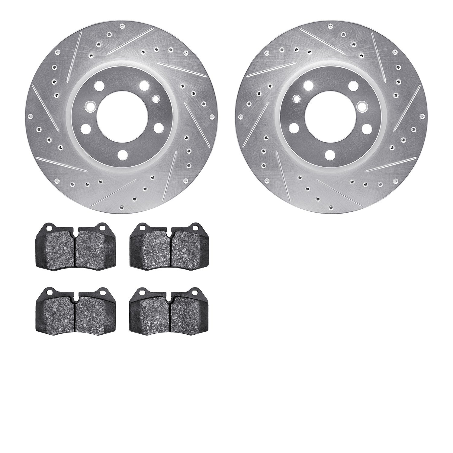 7302-31007 Drilled/Slotted Brake Rotor with 3000-Series Ceramic Brake Pads Kit [Silver], 1993-1997 BMW, Position: Front