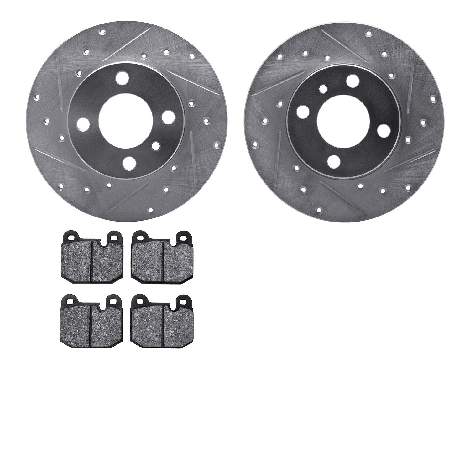 7302-31010 Drilled/Slotted Brake Rotor with 3000-Series Ceramic Brake Pads Kit [Silver], 1977-1983 BMW, Position: Front