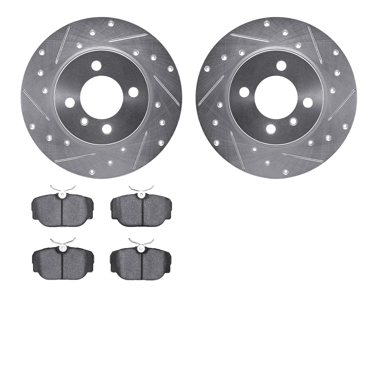 7302-31032 Drilled/Slotted Brake Rotor with 3000-Series Ceramic Brake Pads Kit [Silver], 1984-1985 BMW, Position: Front