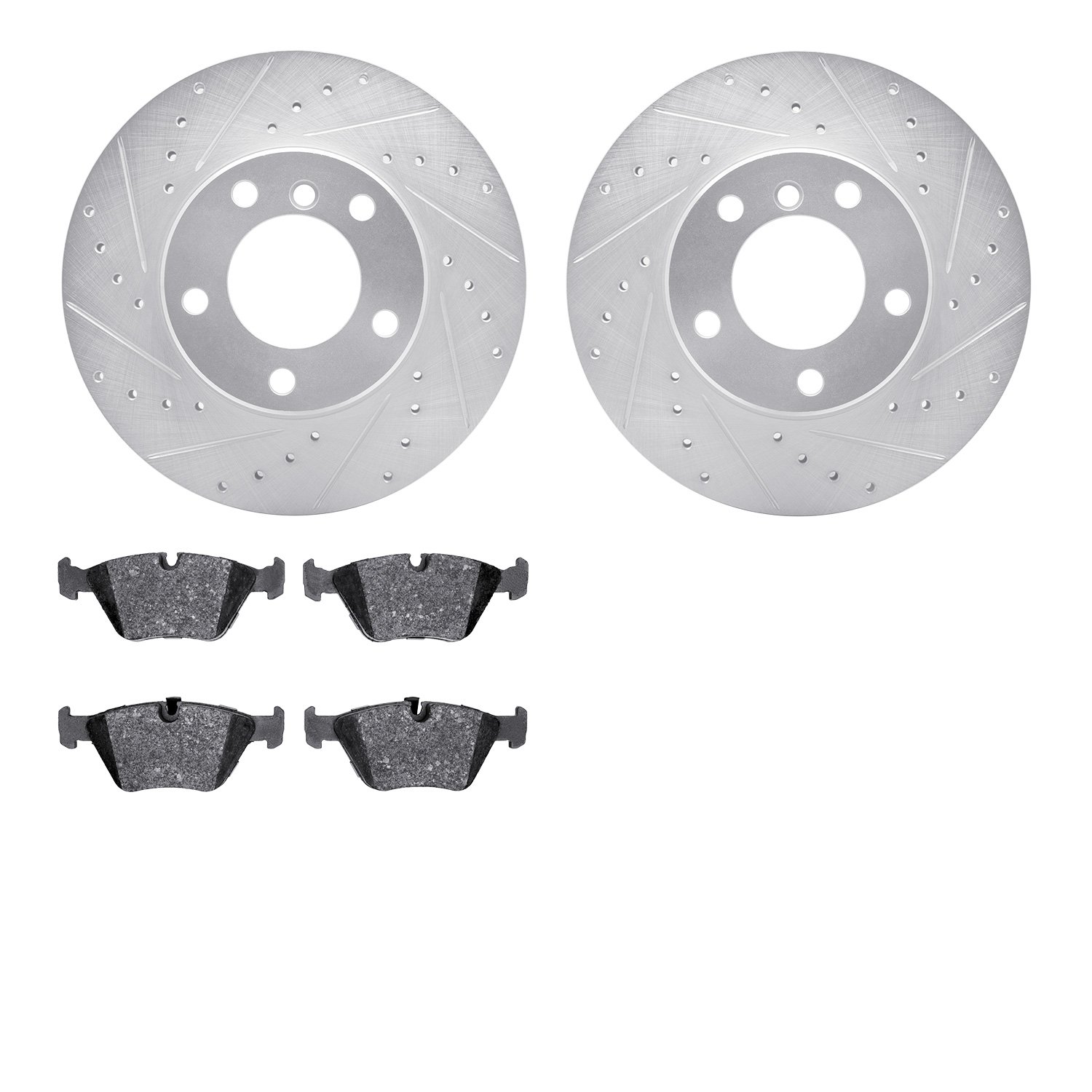 7302-31066 Drilled/Slotted Brake Rotor with 3000-Series Ceramic Brake Pads Kit [Silver], 1996-2003 BMW, Position: Front