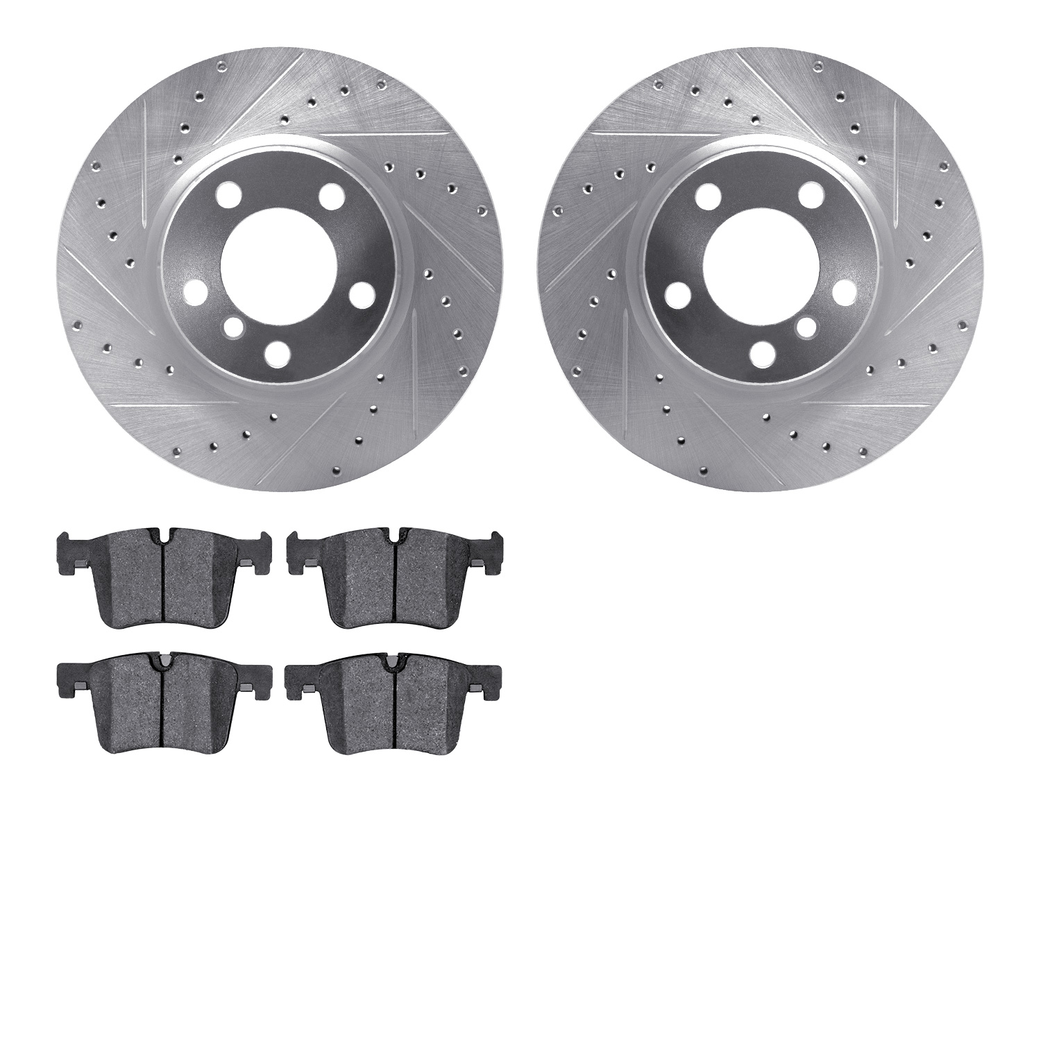7302-31110 Drilled/Slotted Brake Rotor with 3000-Series Ceramic Brake Pads Kit [Silver], 2012-2018 BMW, Position: Front