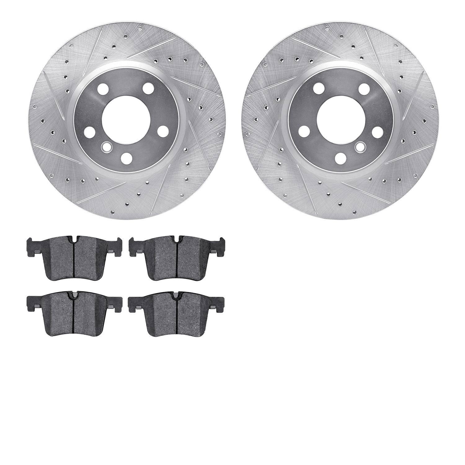 7302-31111 Drilled/Slotted Brake Rotor with 3000-Series Ceramic Brake Pads Kit [Silver], 2011-2018 BMW, Position: Front