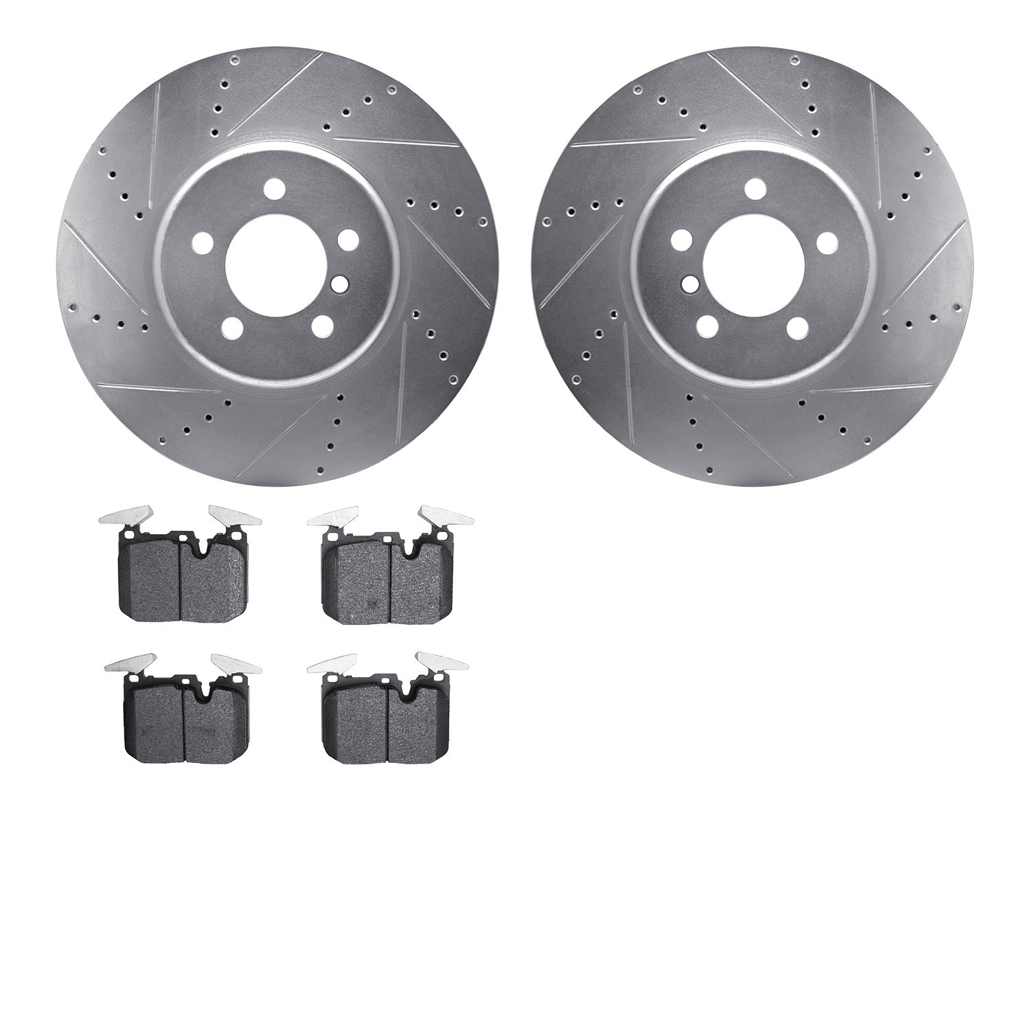 7302-31113 Drilled/Slotted Brake Rotor with 3000-Series Ceramic Brake Pads Kit [Silver], 2013-2020 BMW, Position: Front