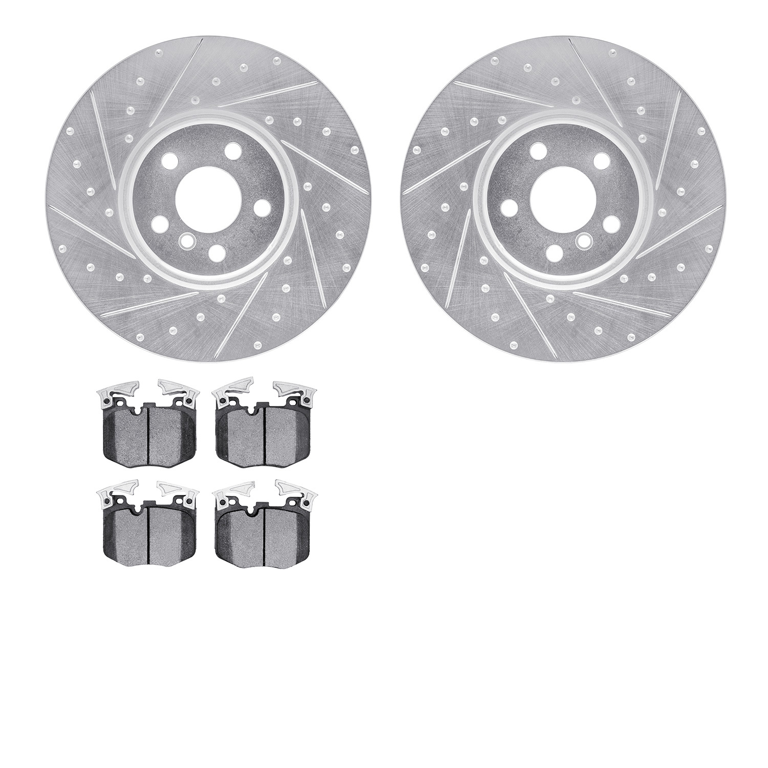 7302-31122 Drilled/Slotted Brake Rotor with 3000-Series Ceramic Brake Pads Kit [Silver], Fits Select Multiple Makes/Models, Posi