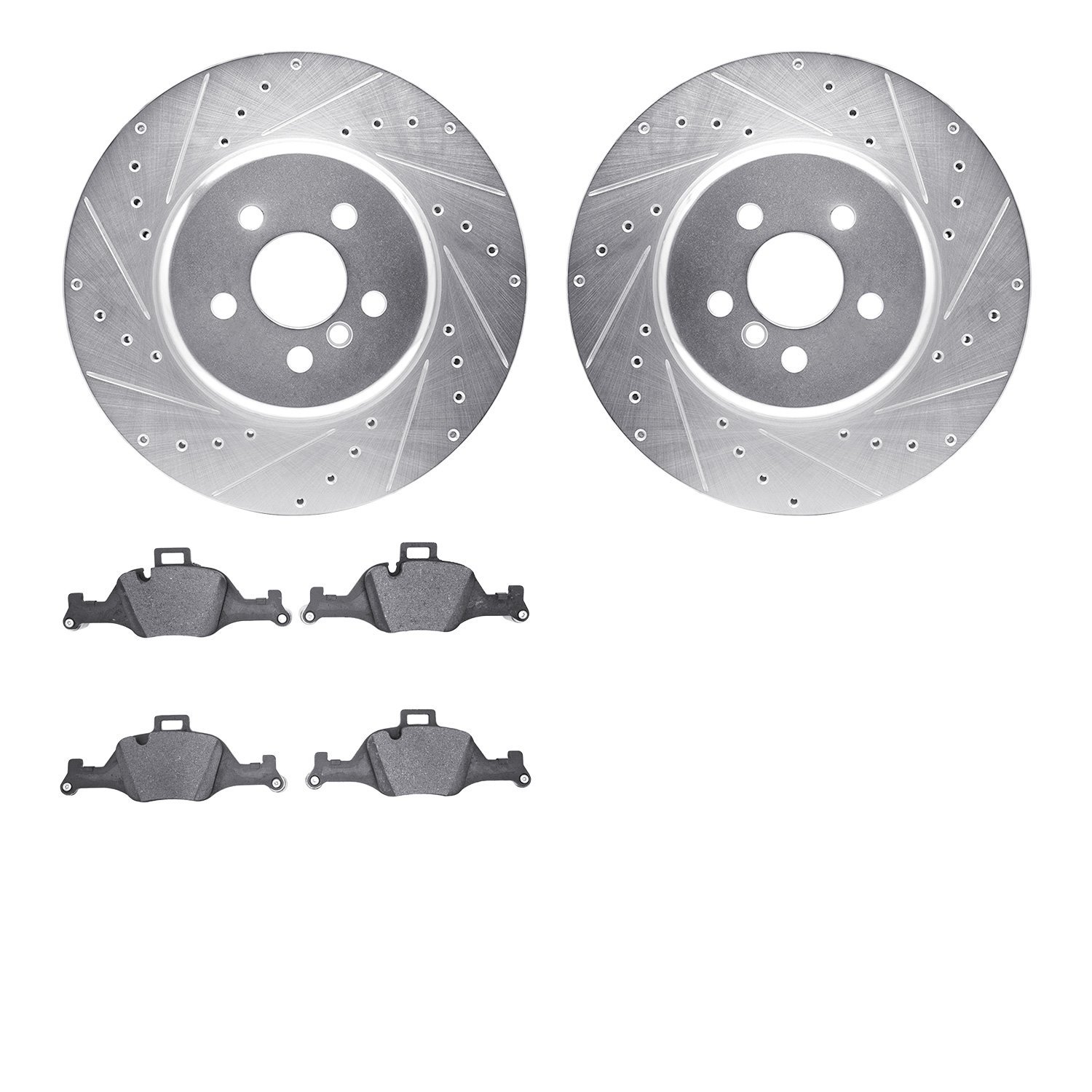 7302-31125 Drilled/Slotted Brake Rotor with 3000-Series Ceramic Brake Pads Kit [Silver], Fits Select BMW, Position: Front