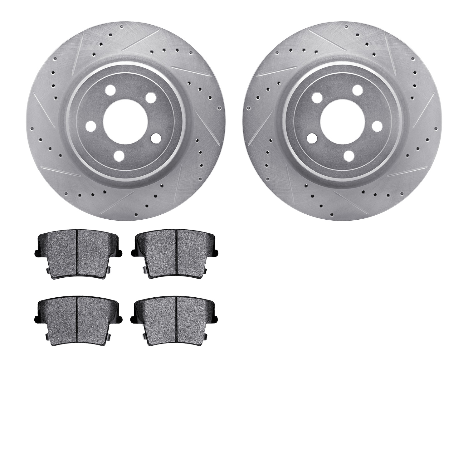 7302-39037 Drilled/Slotted Brake Rotor with 3000-Series Ceramic Brake Pads Kit [Silver], 2006-2014 Mopar, Position: Rear