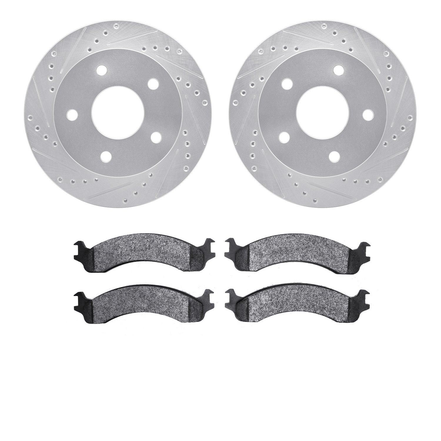 7302-40010 Drilled/Slotted Brake Rotor with 3000-Series Ceramic Brake Pads Kit [Silver], 2000-2001 Mopar, Position: Front