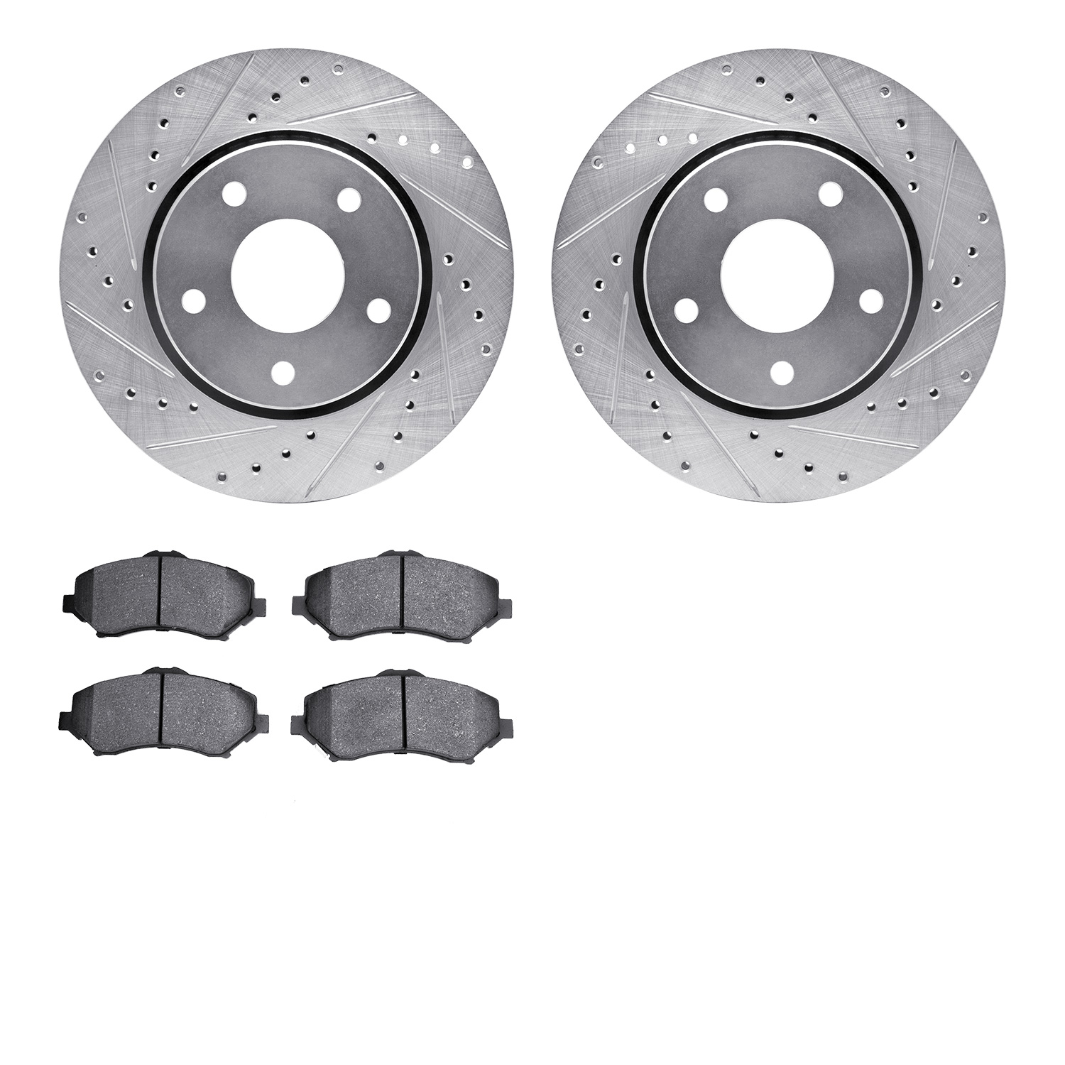 7302-40092 Drilled/Slotted Brake Rotor with 3000-Series Ceramic Brake Pads Kit [Silver], 2008-2016 Multiple Makes/Models, Positi