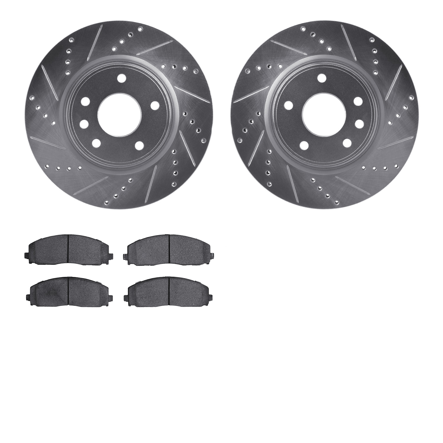 7302-40093 Drilled/Slotted Brake Rotor with 3000-Series Ceramic Brake Pads Kit [Silver], Fits Select Multiple Makes/Models, Posi