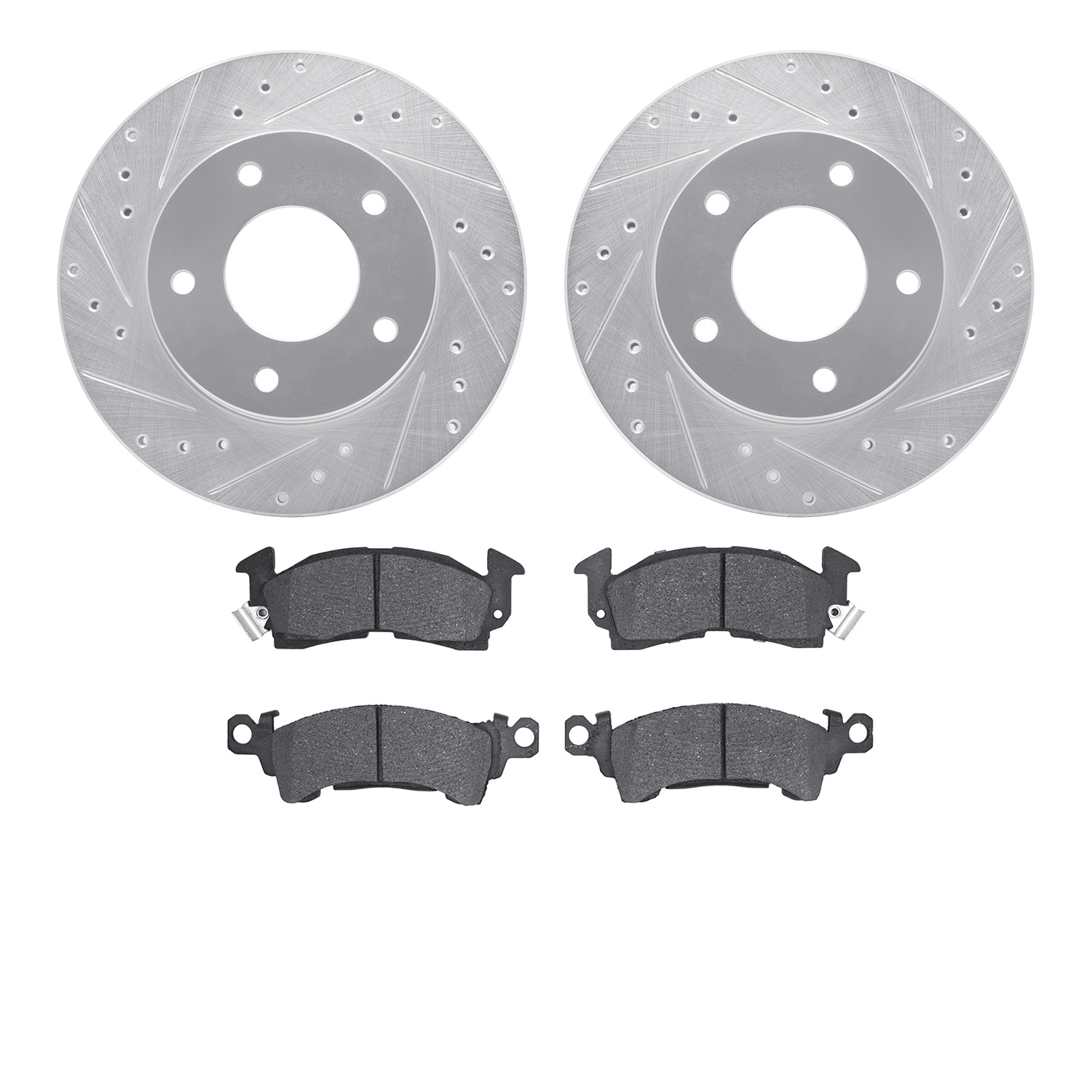7302-45002 Drilled/Slotted Brake Rotor with 3000-Series Ceramic Brake Pads Kit [Silver], 1977-1978 GM, Position: Rear