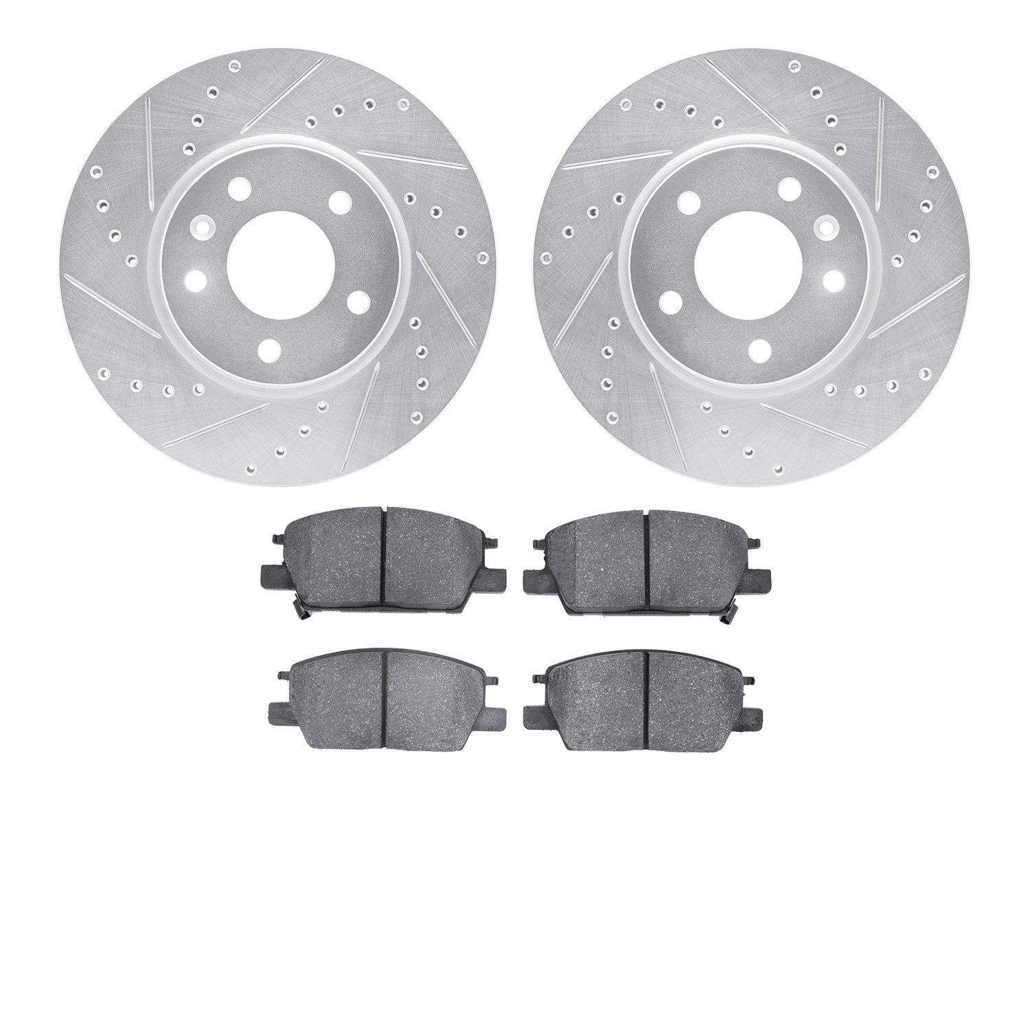 7302-45033 Drilled/Slotted Brake Rotor with 3000-Series Ceramic Brake Pads Kit [Silver], 2016-2020 GM, Position: Front