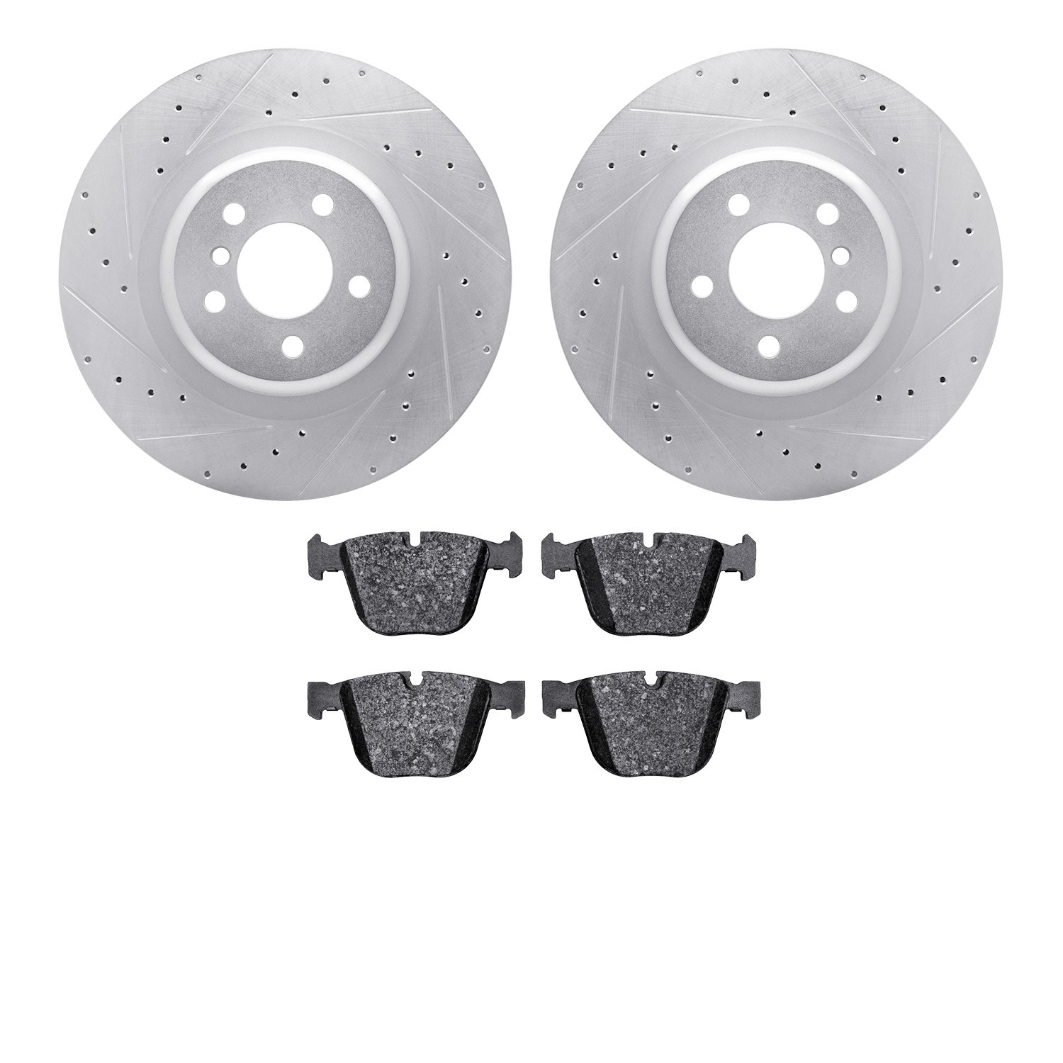 7302-47004 Drilled/Slotted Brake Rotor with 3000-Series Ceramic Brake Pads Kit [Silver], 1978-1978 GM, Position: Front