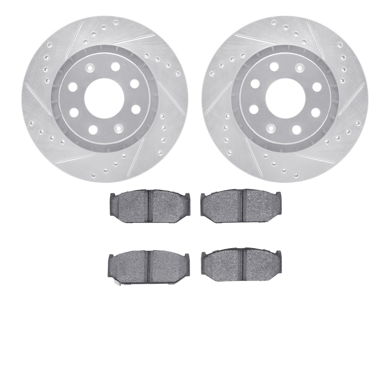 7302-47011 Drilled/Slotted Brake Rotor with 3000-Series Ceramic Brake Pads Kit [Silver], 2007-2017 Suzuki, Position: Front