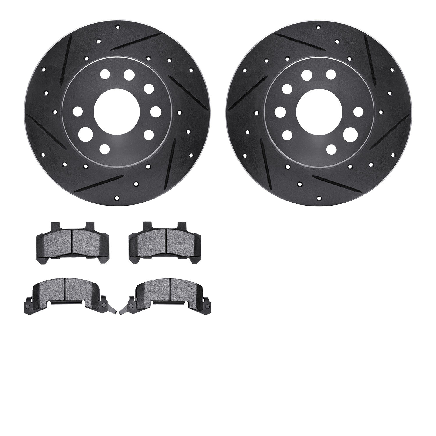 7302-47020 Drilled/Slotted Brake Rotor with 3000-Series Ceramic Brake Pads Kit [Silver], 1982-1982 GM, Position: Front