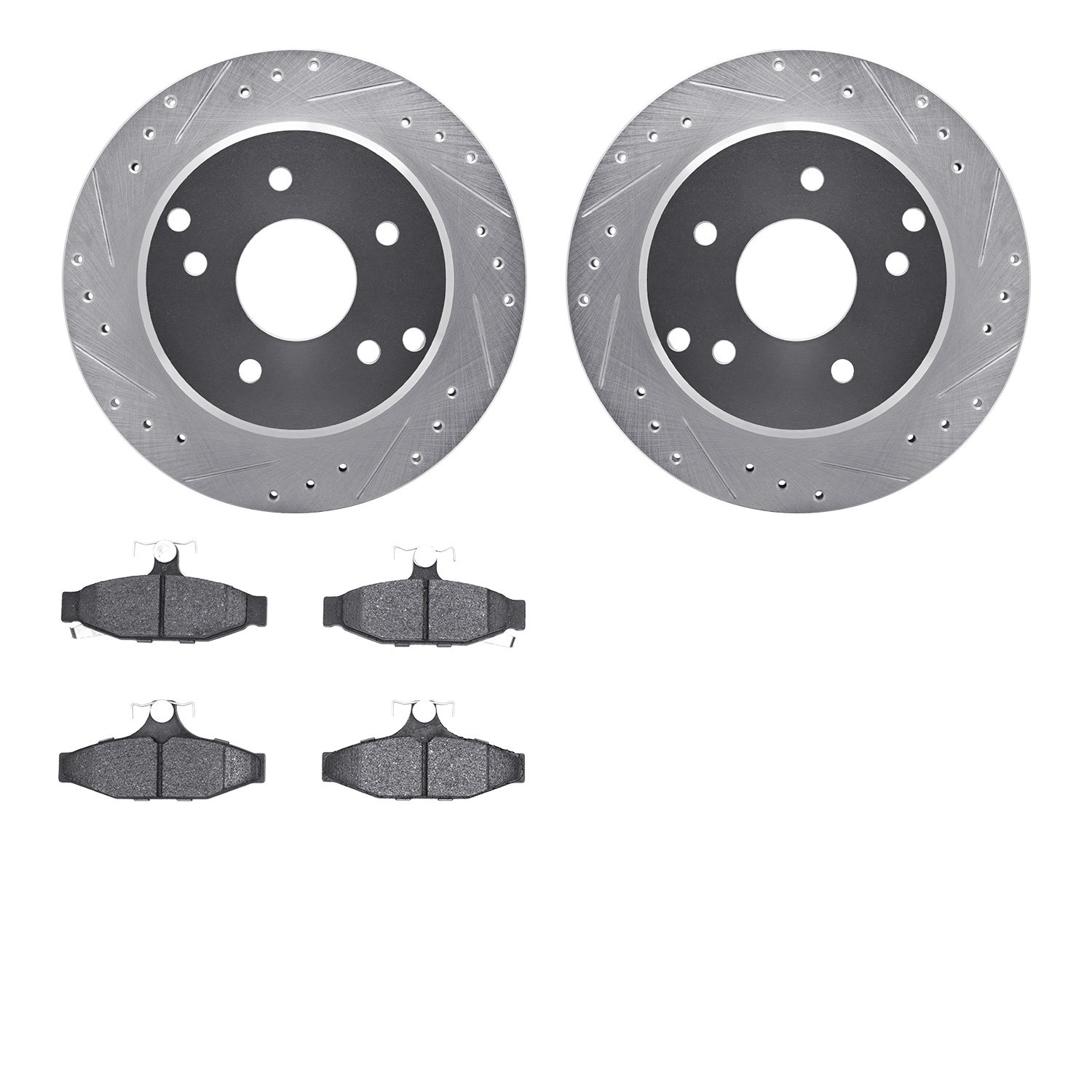 7302-47024 Drilled/Slotted Brake Rotor with 3000-Series Ceramic Brake Pads Kit [Silver], 1984-1987 GM, Position: Rear