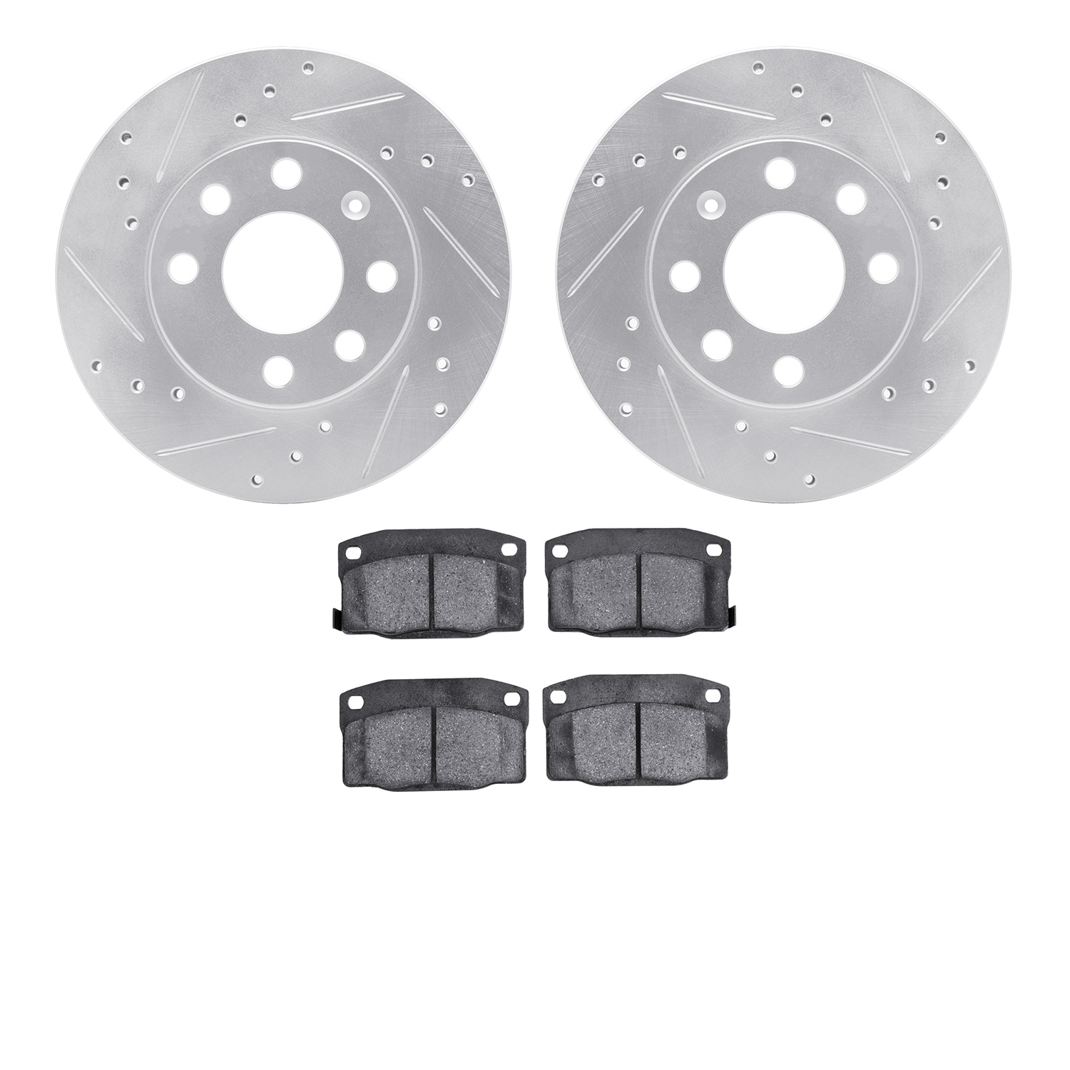 7302-47029 Drilled/Slotted Brake Rotor with 3000-Series Ceramic Brake Pads Kit [Silver], 1988-1993 GM, Position: Front