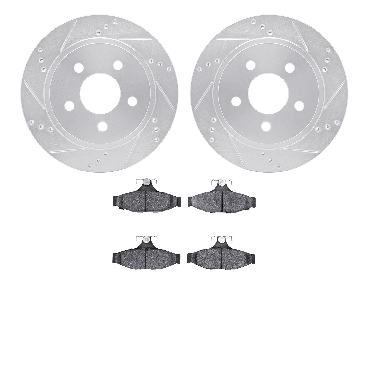 Drilled/Slotted Brake Rotor with 3000-Series Ceramic Brake Pads