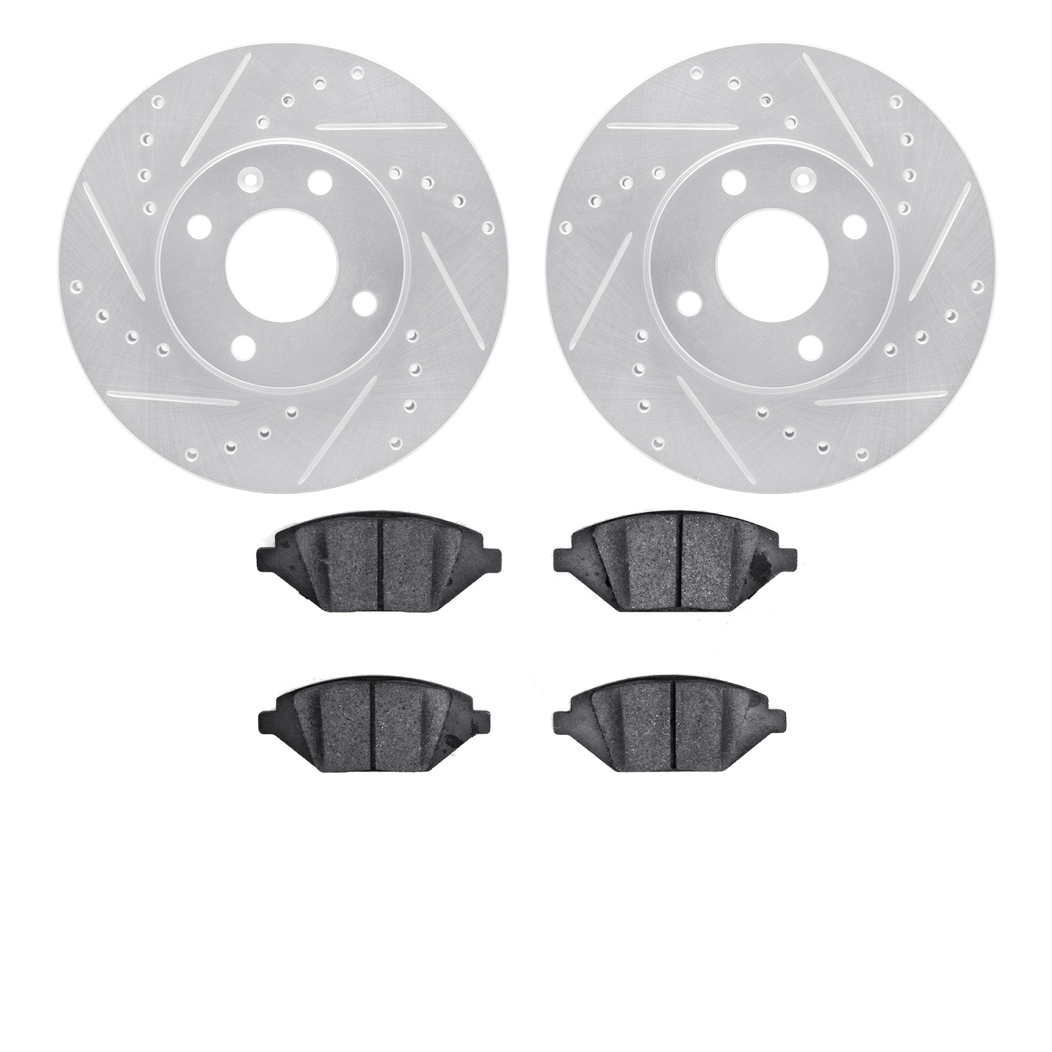 7302-47074 Drilled/Slotted Brake Rotor with 3000-Series Ceramic Brake Pads Kit [Silver], Fits Select GM, Position: Front