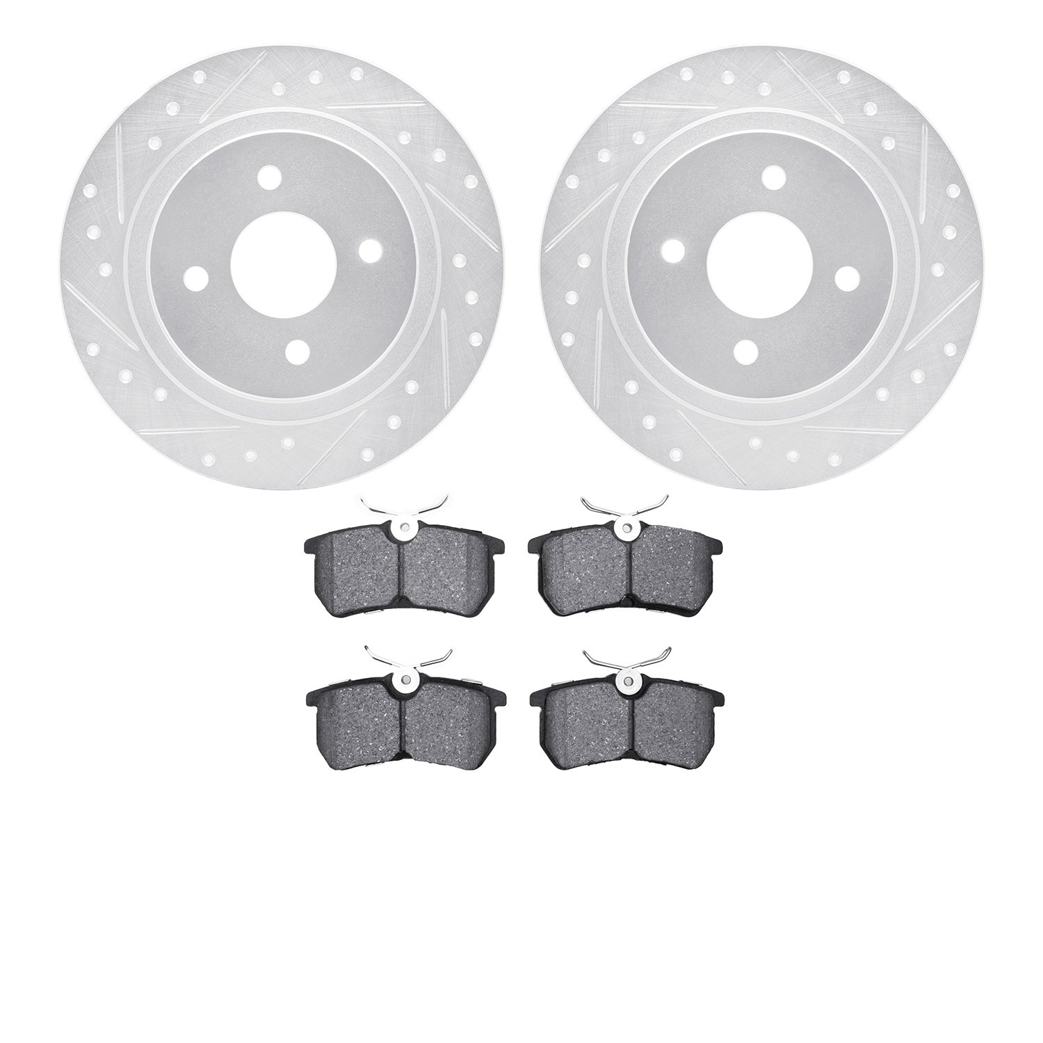 7302-54010 Drilled/Slotted Brake Rotor with 3000-Series Ceramic Brake Pads Kit [Silver], 2002-2004 Ford/Lincoln/Mercury/Mazda, P