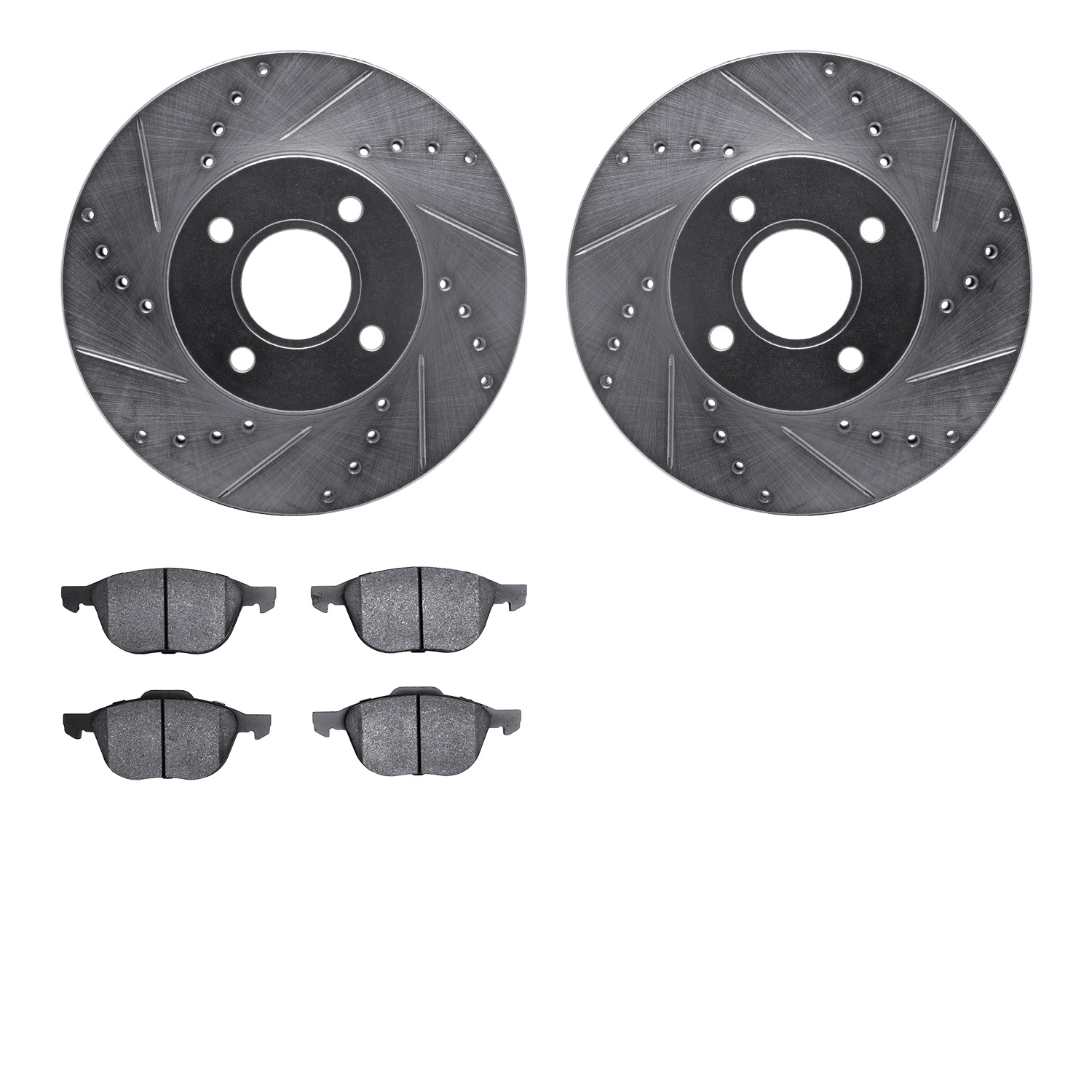 7302-54012 Drilled/Slotted Brake Rotor with 3000-Series Ceramic Brake Pads Kit [Silver], 2005-2012 Ford/Lincoln/Mercury/Mazda, P