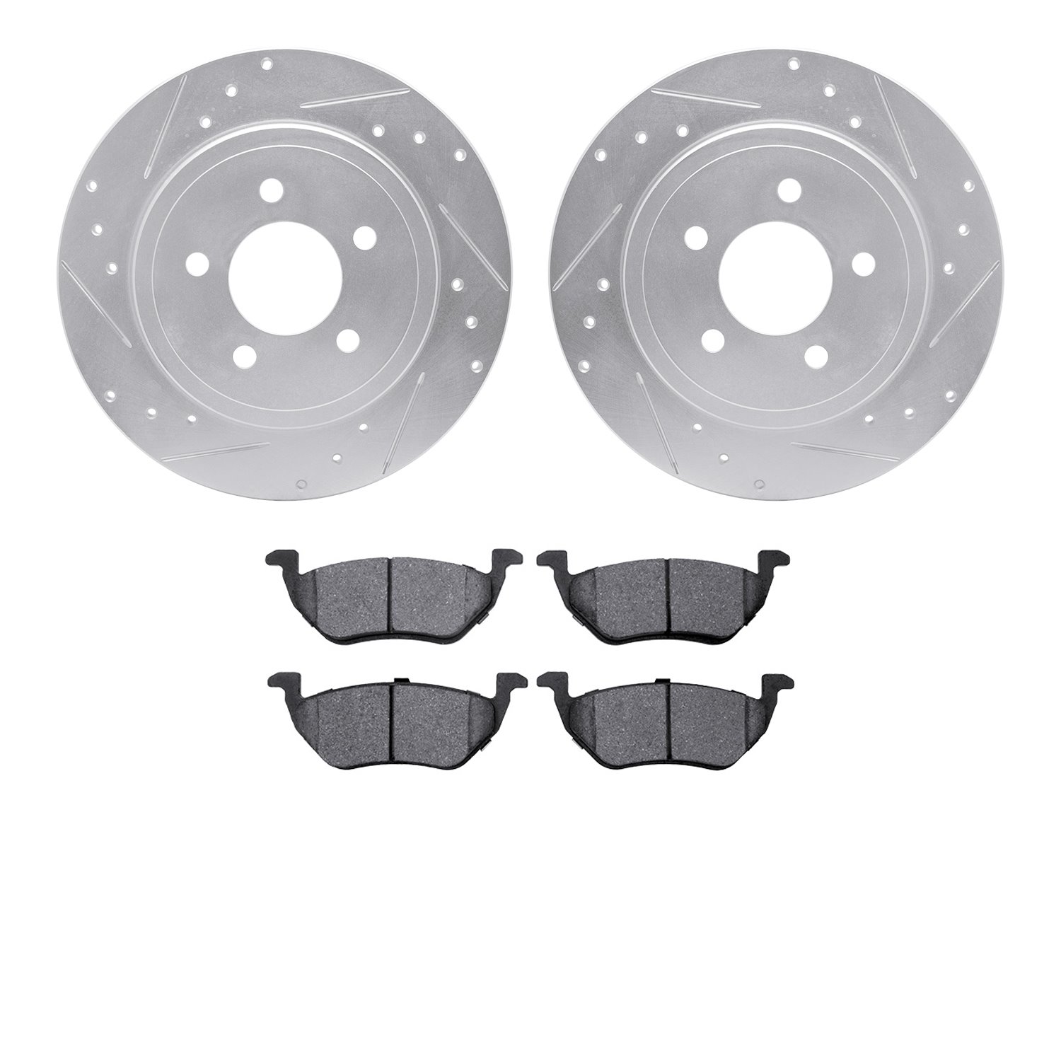 7302-54013 Drilled/Slotted Brake Rotor with 3000-Series Ceramic Brake Pads Kit [Silver], 2005-2008 Ford/Lincoln/Mercury/Mazda, P