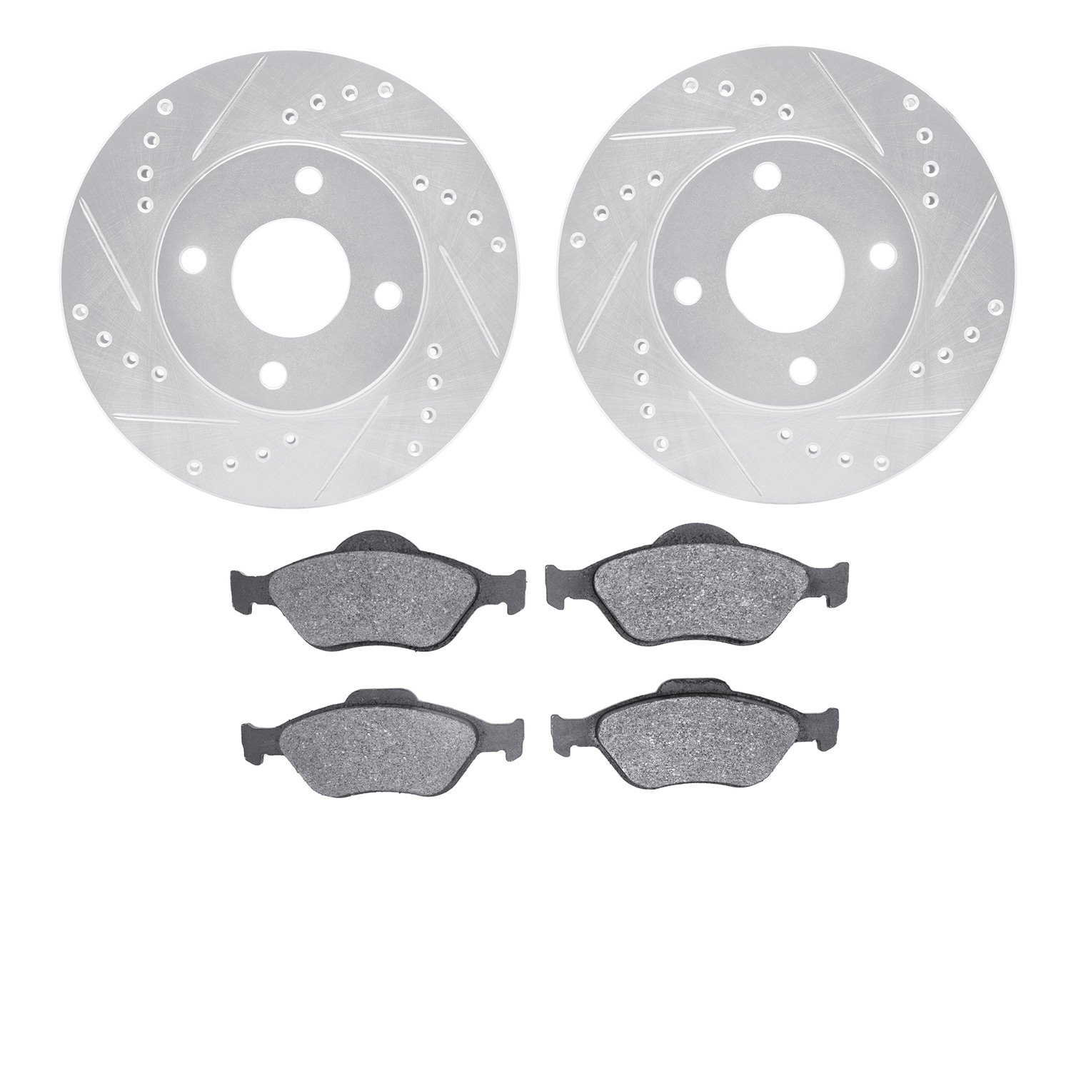 7302-54014 Drilled/Slotted Brake Rotor with 3000-Series Ceramic Brake Pads Kit [Silver], 2004-2015 Ford/Lincoln/Mercury/Mazda, P