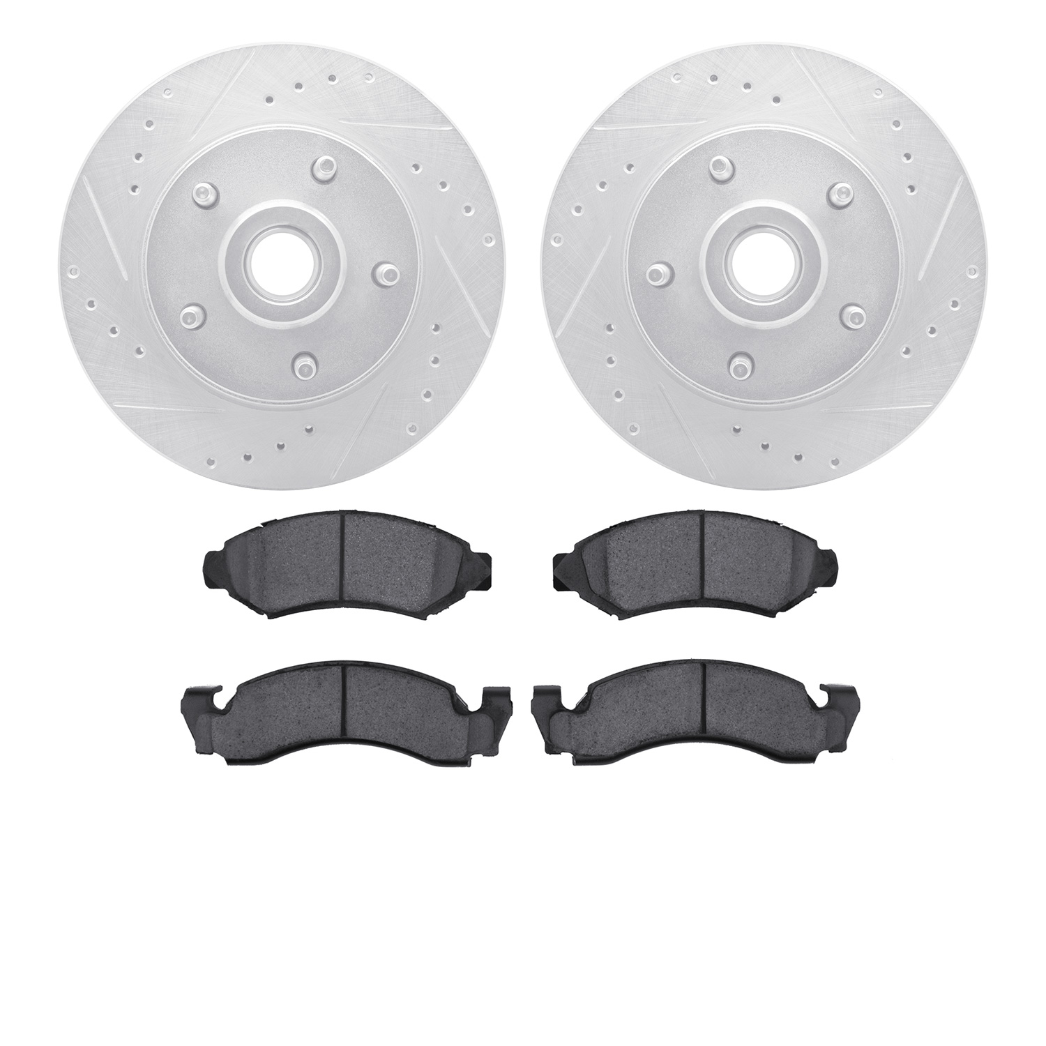 7302-54023 Drilled/Slotted Brake Rotor with 3000-Series Ceramic Brake Pads Kit [Silver], 1973-1973 Ford/Lincoln/Mercury/Mazda, P