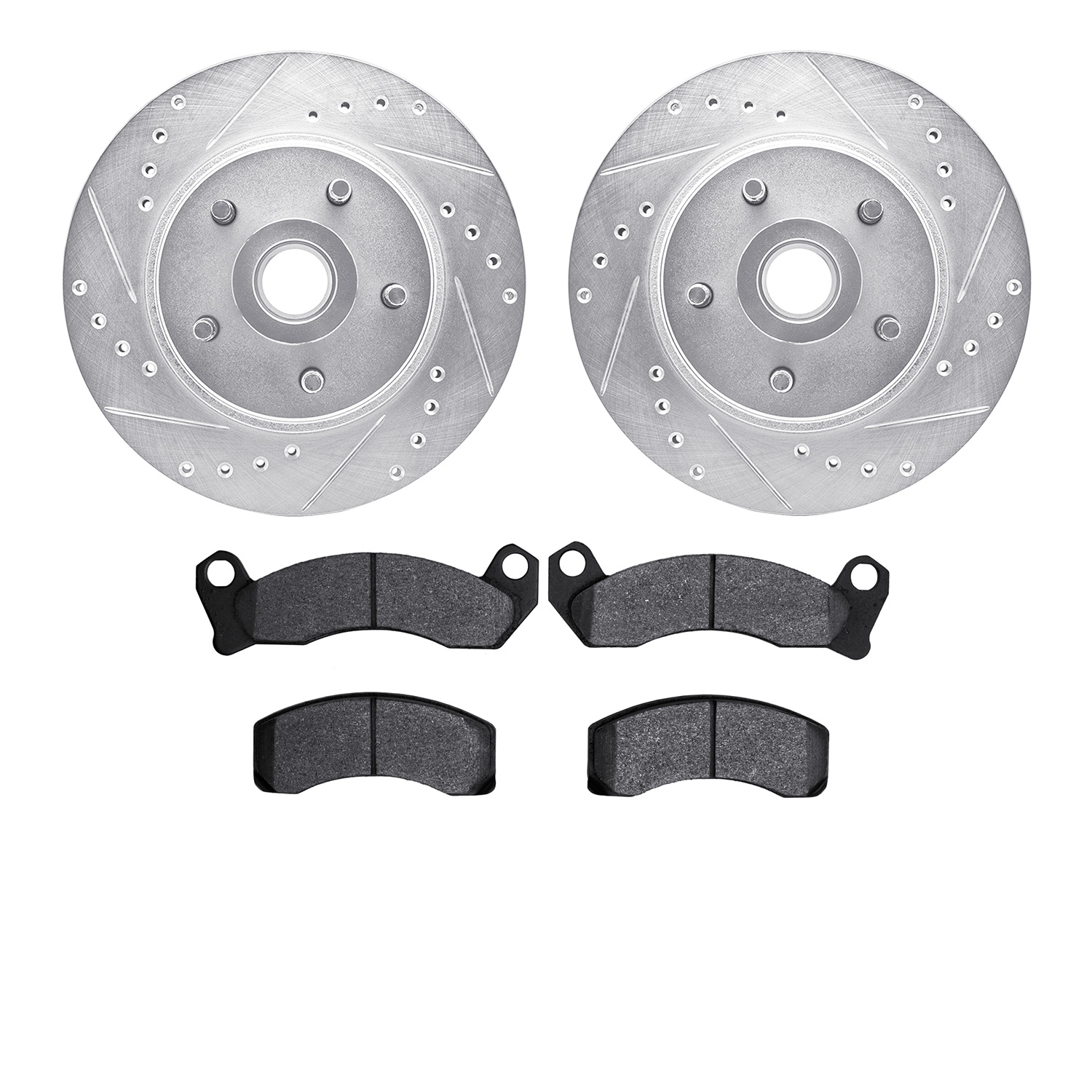 7302-54037 Drilled/Slotted Brake Rotor with 3000-Series Ceramic Brake Pads Kit [Silver], 1982-1987 Ford/Lincoln/Mercury/Mazda, P