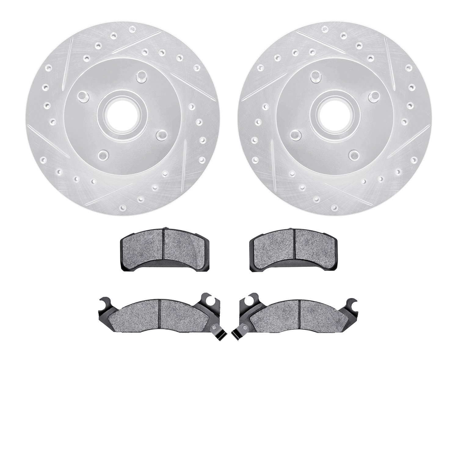 7302-54041 Drilled/Slotted Brake Rotor with 3000-Series Ceramic Brake Pads Kit [Silver], 1982-1993 Ford/Lincoln/Mercury/Mazda, P