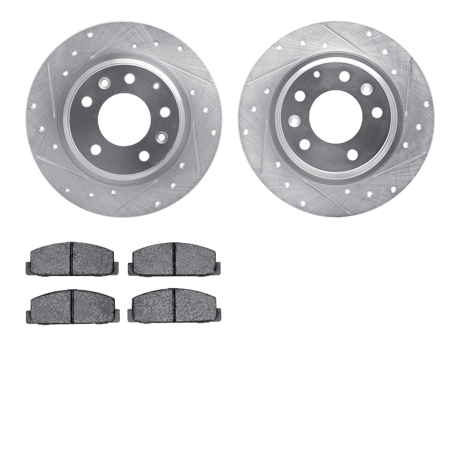 7302-54048 Drilled/Slotted Brake Rotor with 3000-Series Ceramic Brake Pads Kit [Silver], 2003-2005 Ford/Lincoln/Mercury/Mazda, P