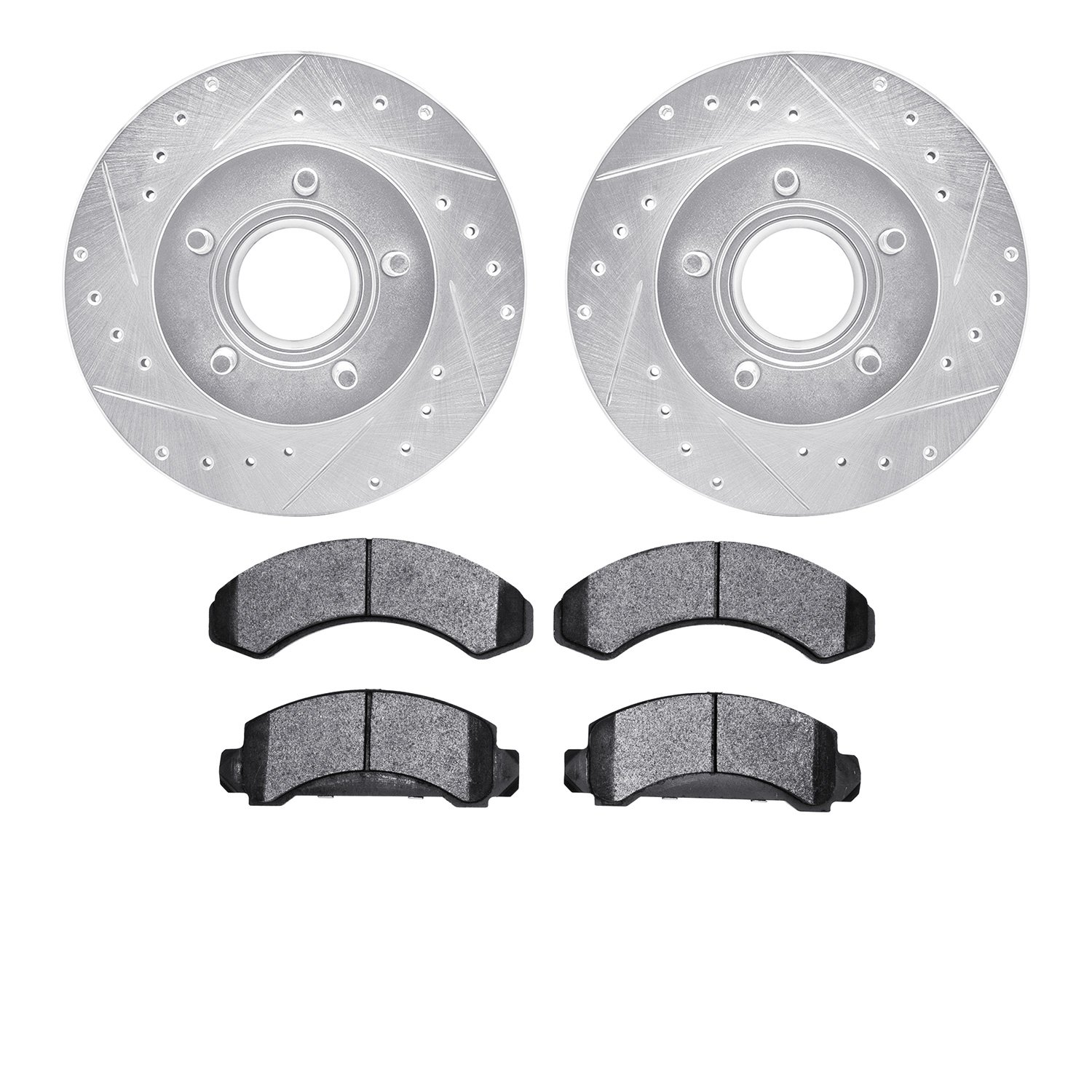 7302-54057 Drilled/Slotted Brake Rotor with 3000-Series Ceramic Brake Pads Kit [Silver], 1990-1994 Ford/Lincoln/Mercury/Mazda, P