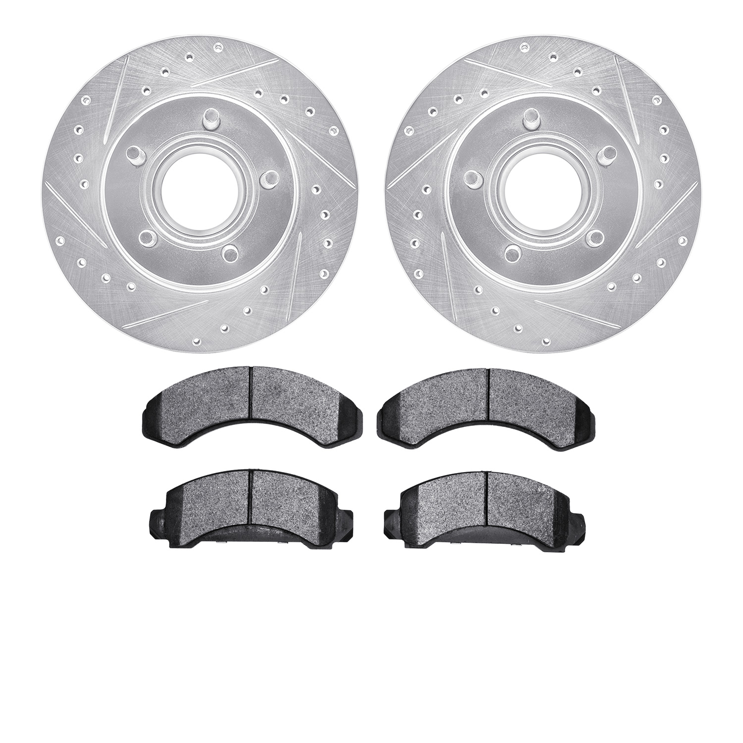7302-54061 Drilled/Slotted Brake Rotor with 3000-Series Ceramic Brake Pads Kit [Silver], 1993-1994 Ford/Lincoln/Mercury/Mazda, P