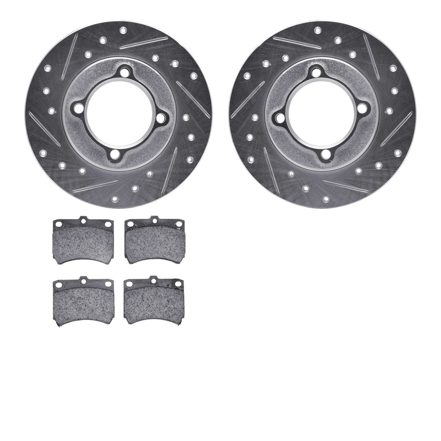 7302-54063 Drilled/Slotted Brake Rotor with 3000-Series Ceramic Brake Pads Kit [Silver], 1988-1993 Ford/Lincoln/Mercury/Mazda, P