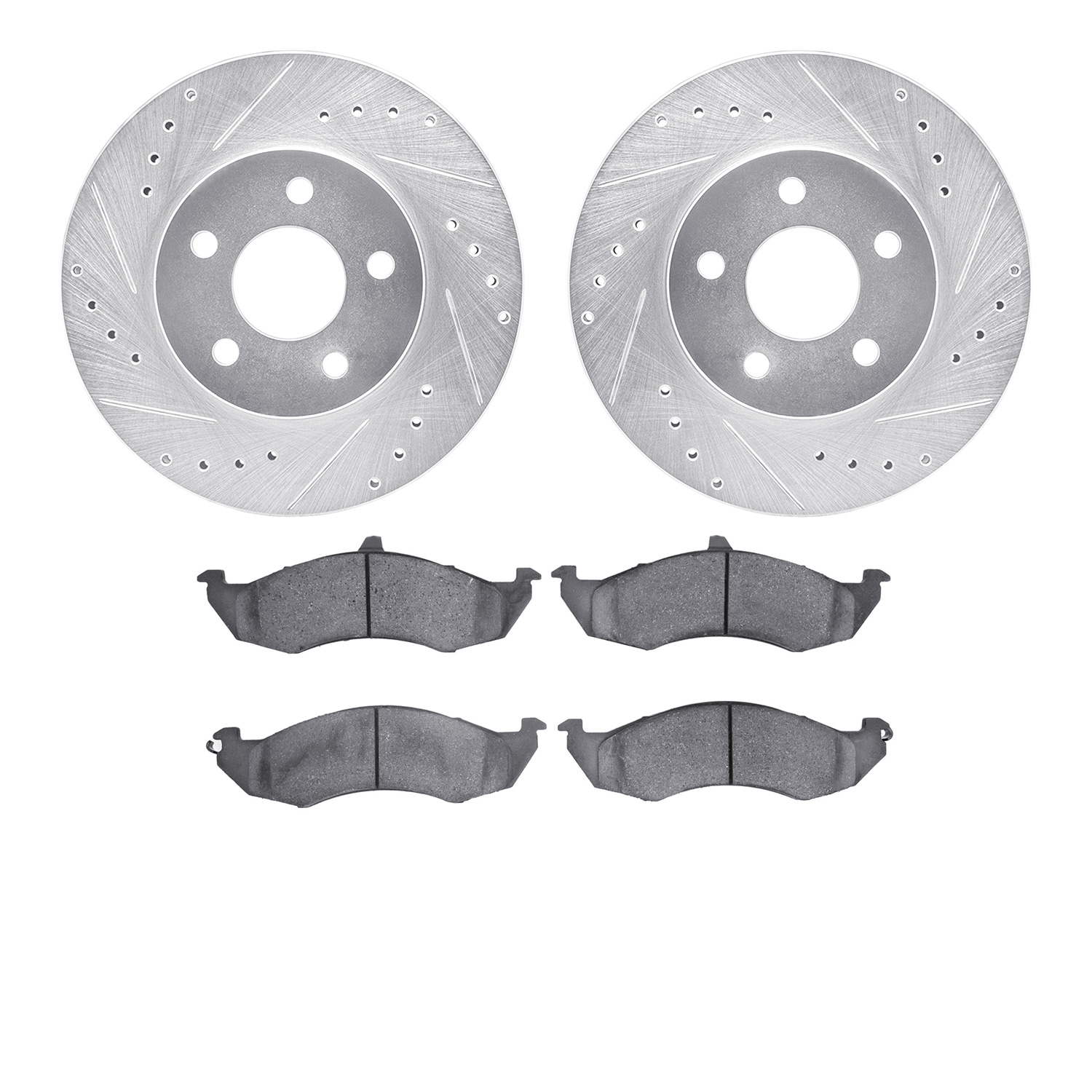 7302-54065 Drilled/Slotted Brake Rotor with 3000-Series Ceramic Brake Pads Kit [Silver], 1989-1990 Ford/Lincoln/Mercury/Mazda, P