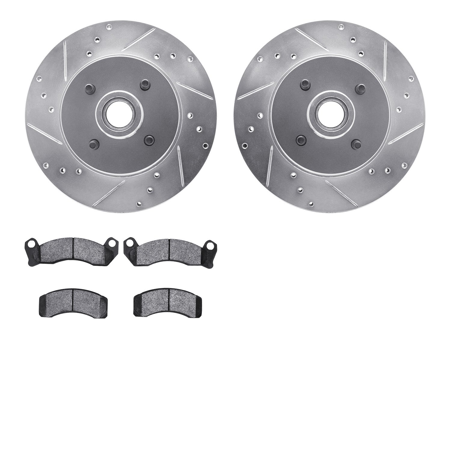 7302-54070 Drilled/Slotted Brake Rotor with 3000-Series Ceramic Brake Pads Kit [Silver], 1987-1993 Ford/Lincoln/Mercury/Mazda, P
