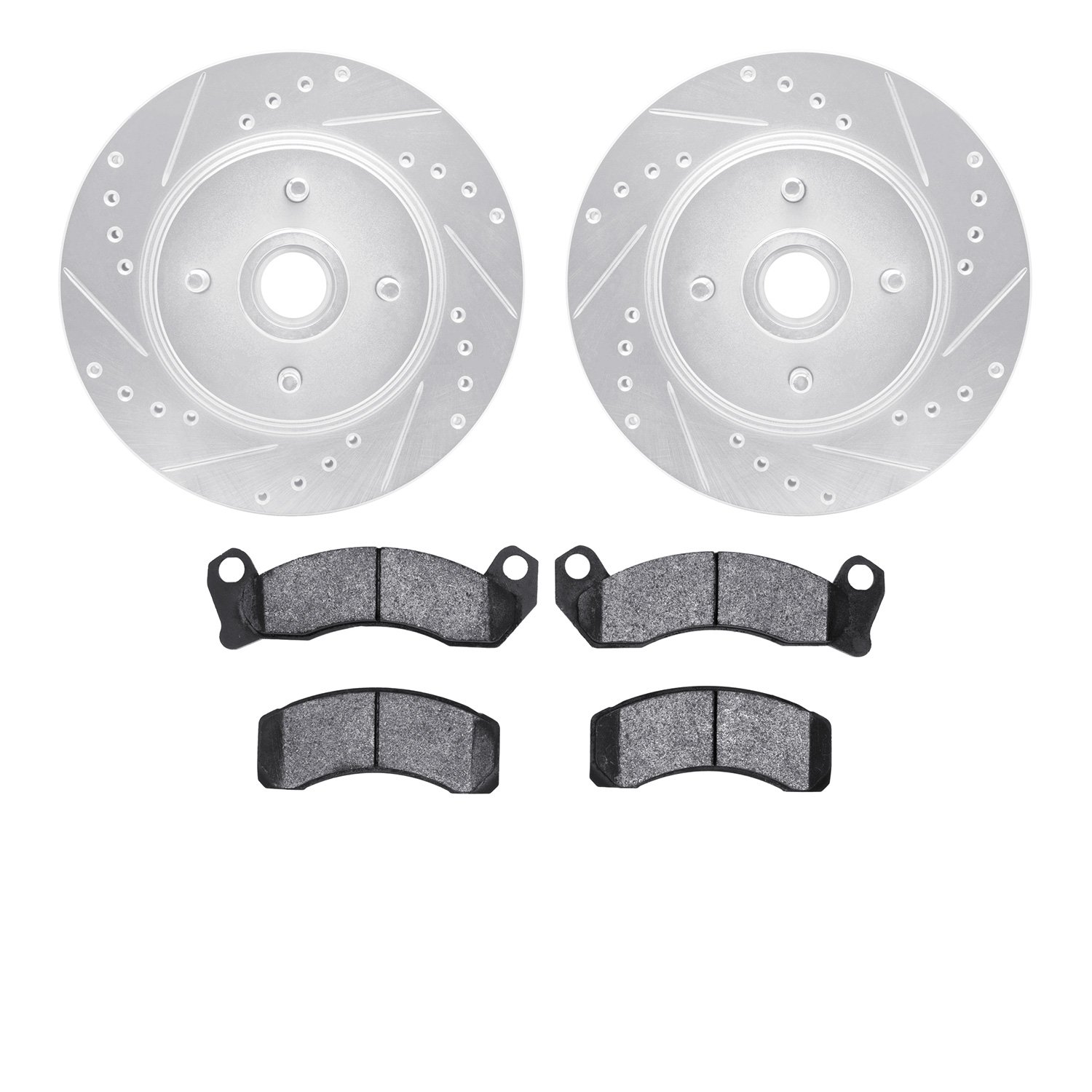 7302-54071 Drilled/Slotted Brake Rotor with 3000-Series Ceramic Brake Pads Kit [Silver], 1987-1988 Ford/Lincoln/Mercury/Mazda, P